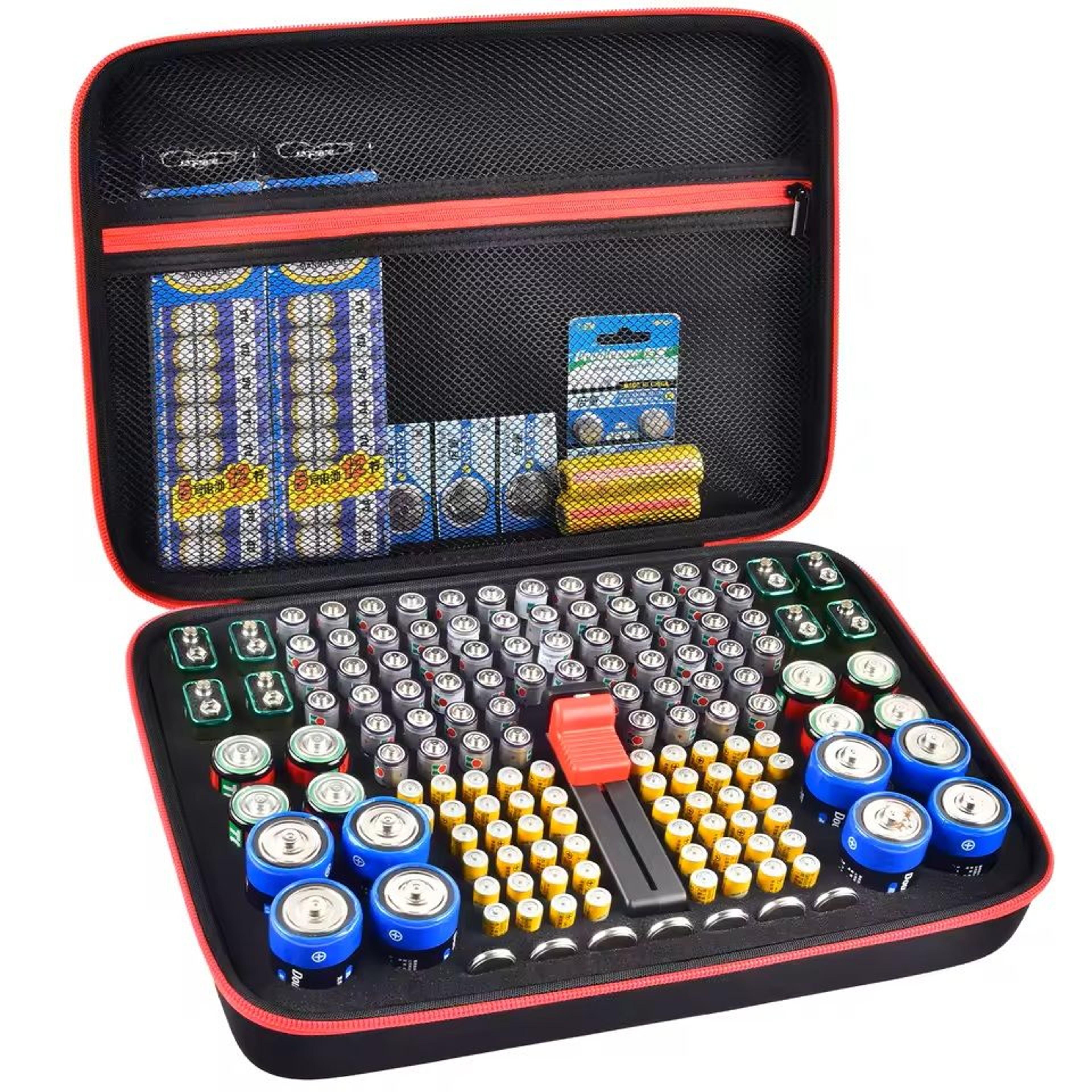 Battery Storage Organizer Case With Tester  Compact Battery Holder For AA AAA C D 9V  Button Cells 0