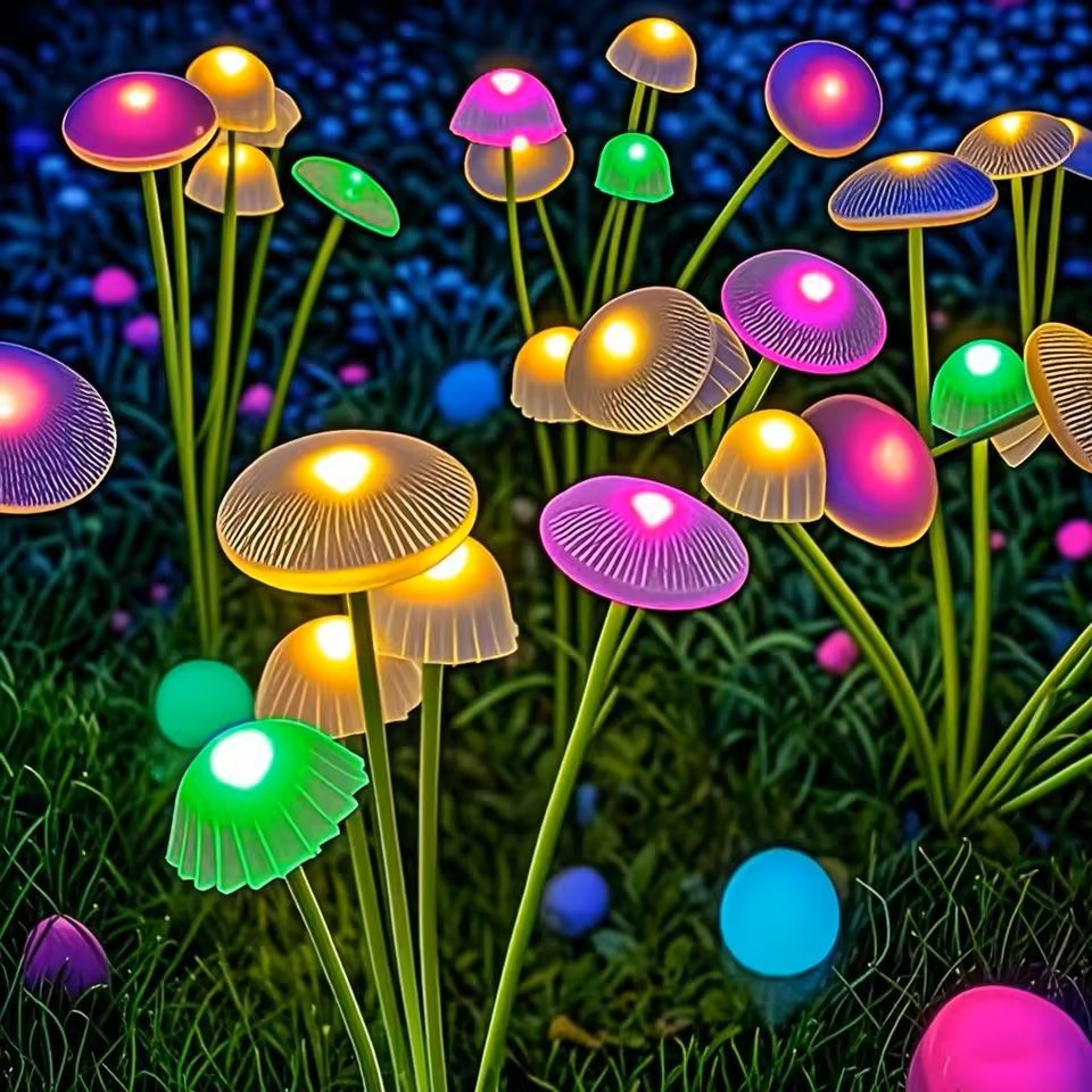 Solar Mushroom Garden Lights Dual Mode LED Waterproof Yard Pathway Jellyfish Decor 5