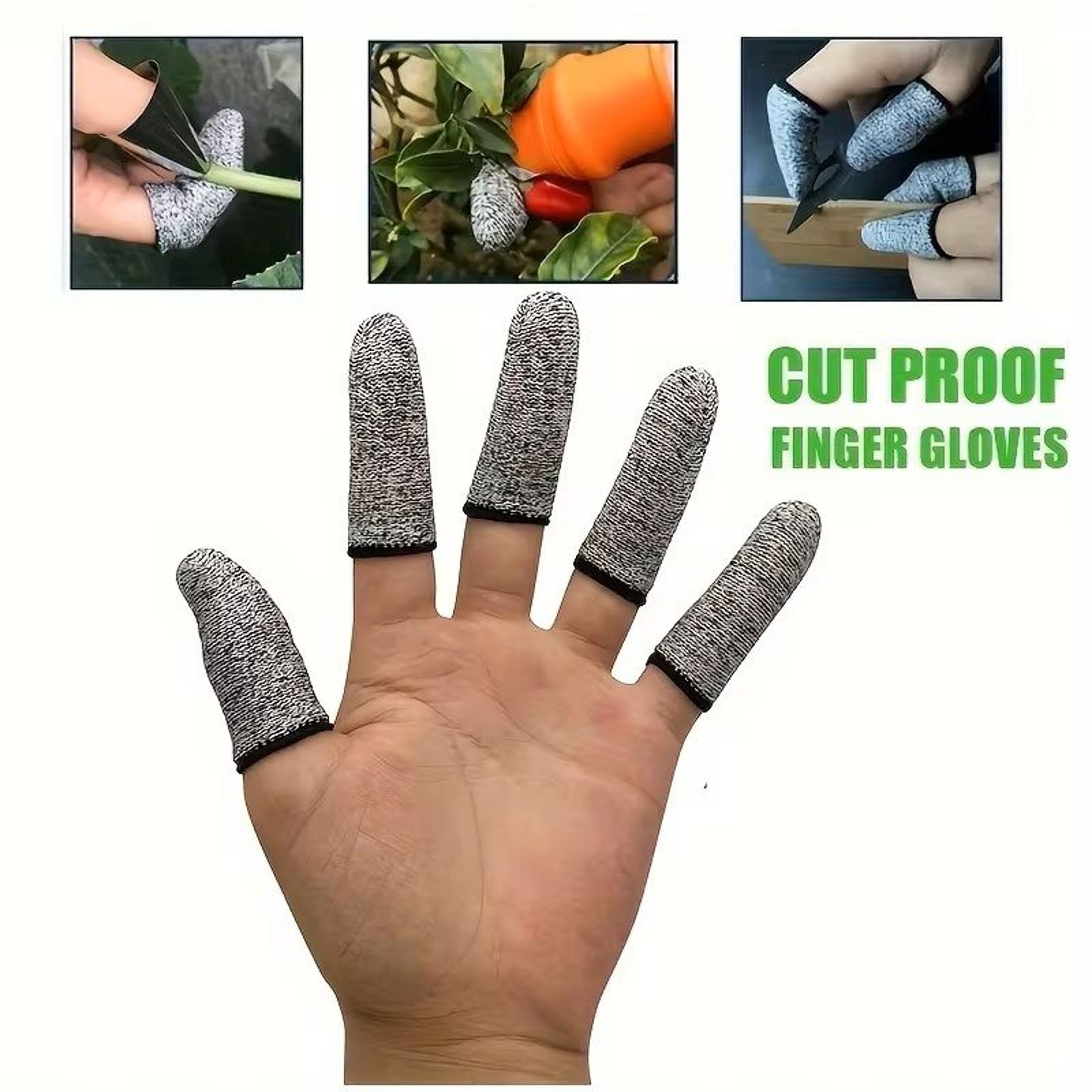 10 Piece Anti Cut Finger Sleeve Set Flexible Fingertip Protectors For Kitchen And Craft Safety 0