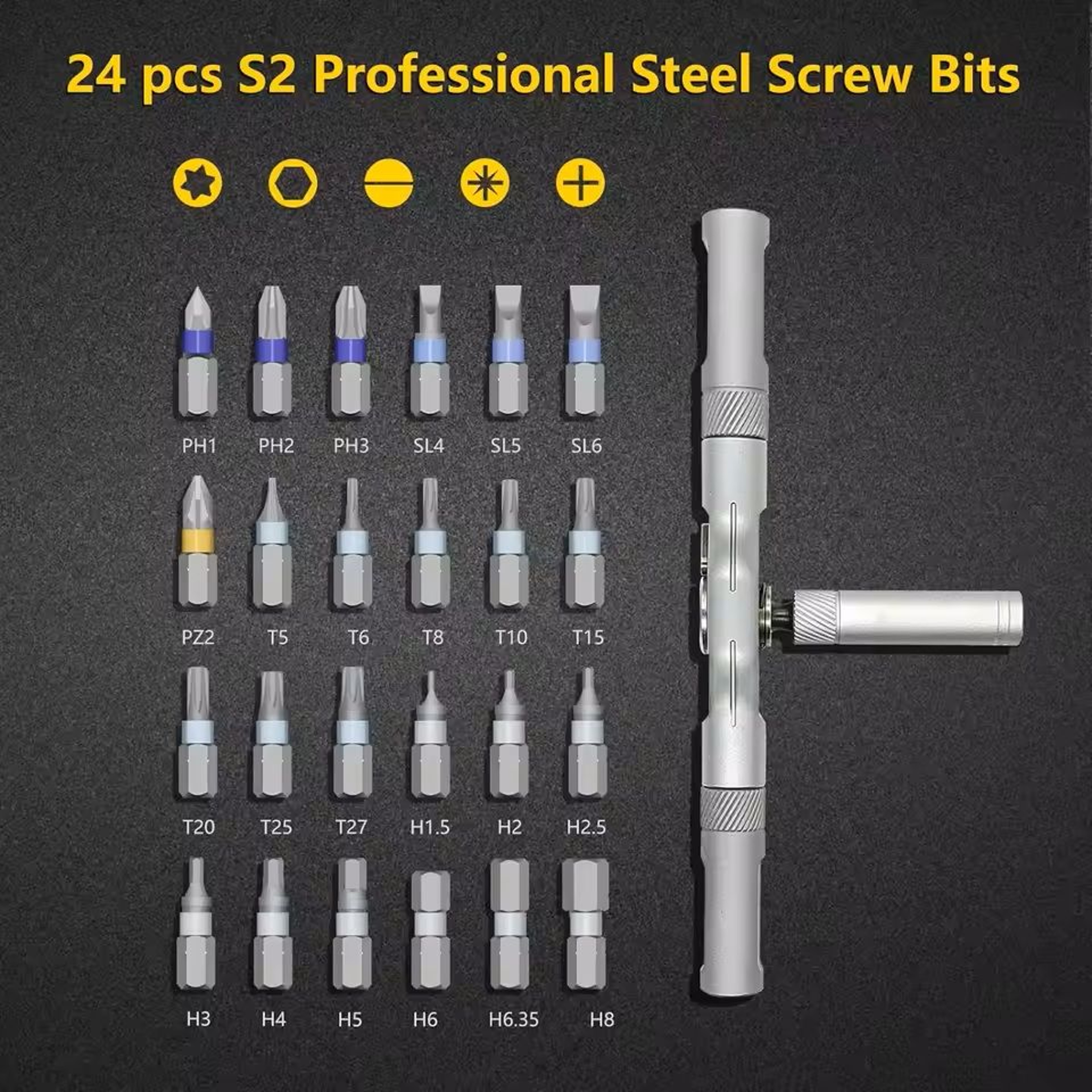 Multifunction Ratchet Screwdriver Set With Magnetic Bits 7