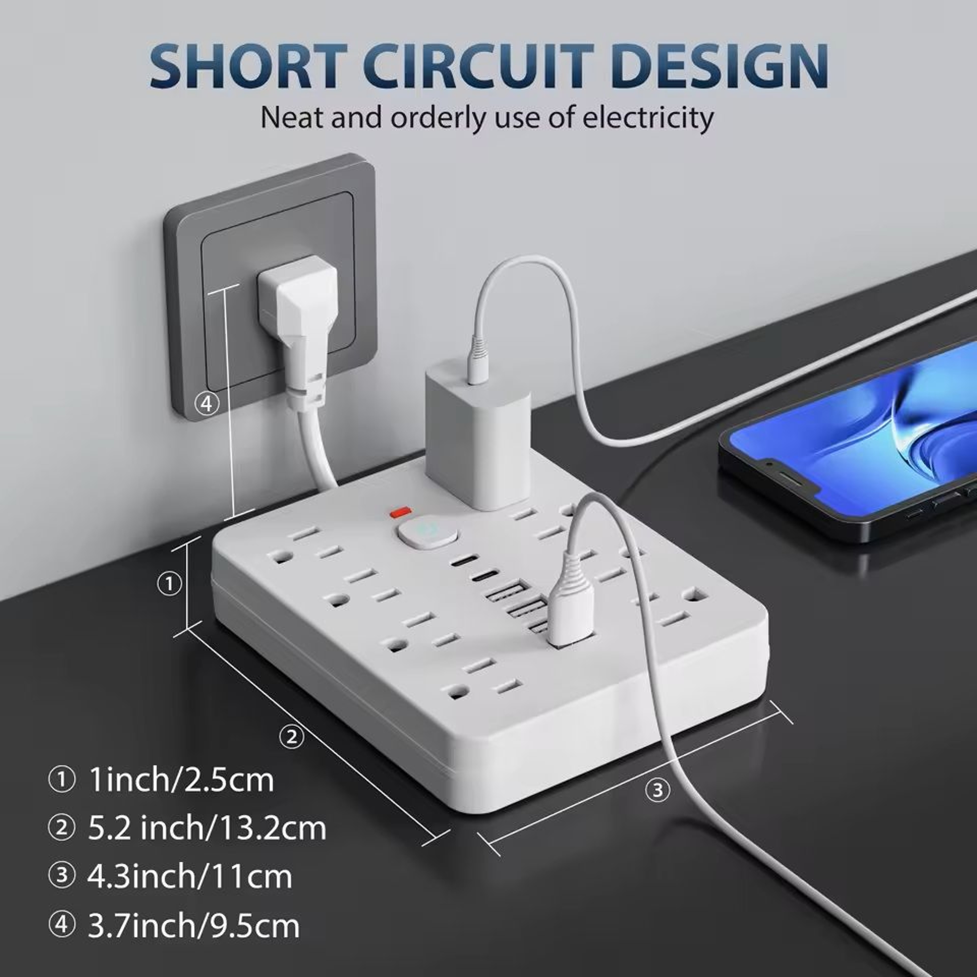 Power Strip With Surge Protection And USB Charging For Home Or Office 2