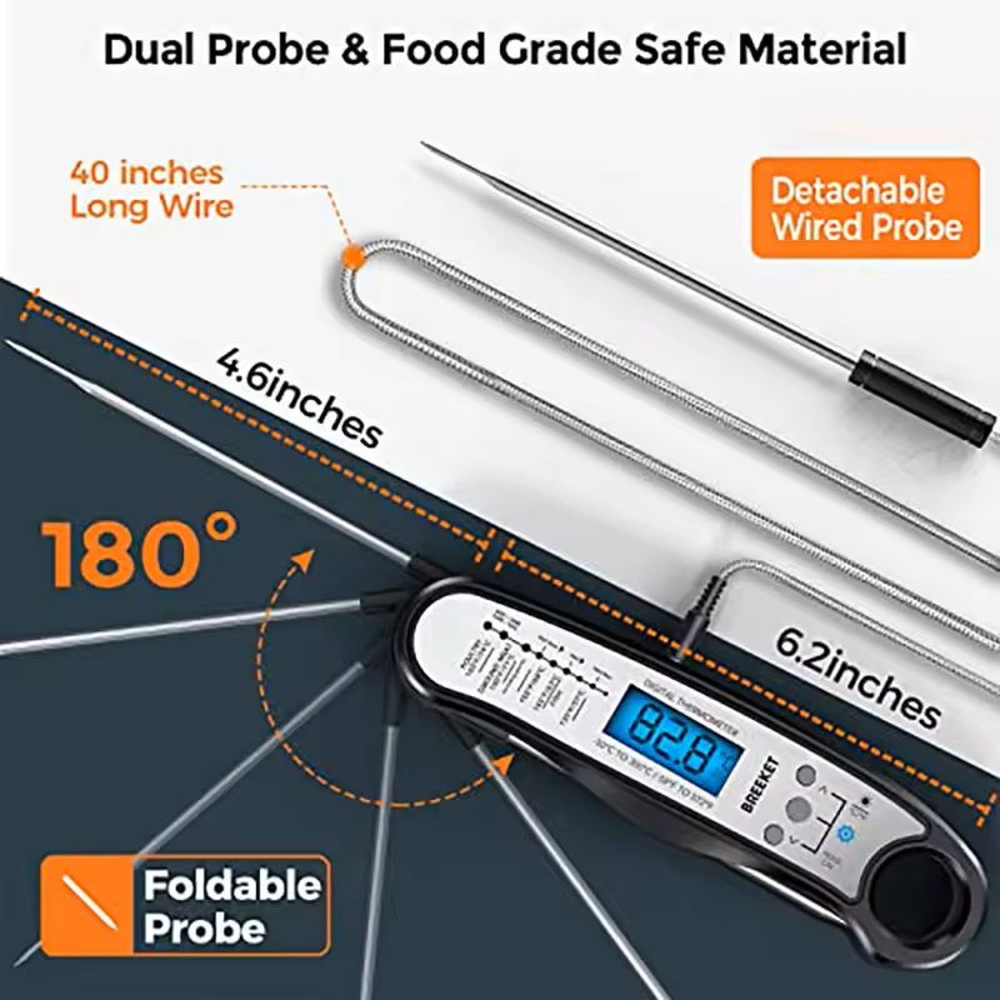 Dual Probe Digital Meat Thermometer With Backlight For Fast And Accurate BBQ And Kitchen Cooking 5