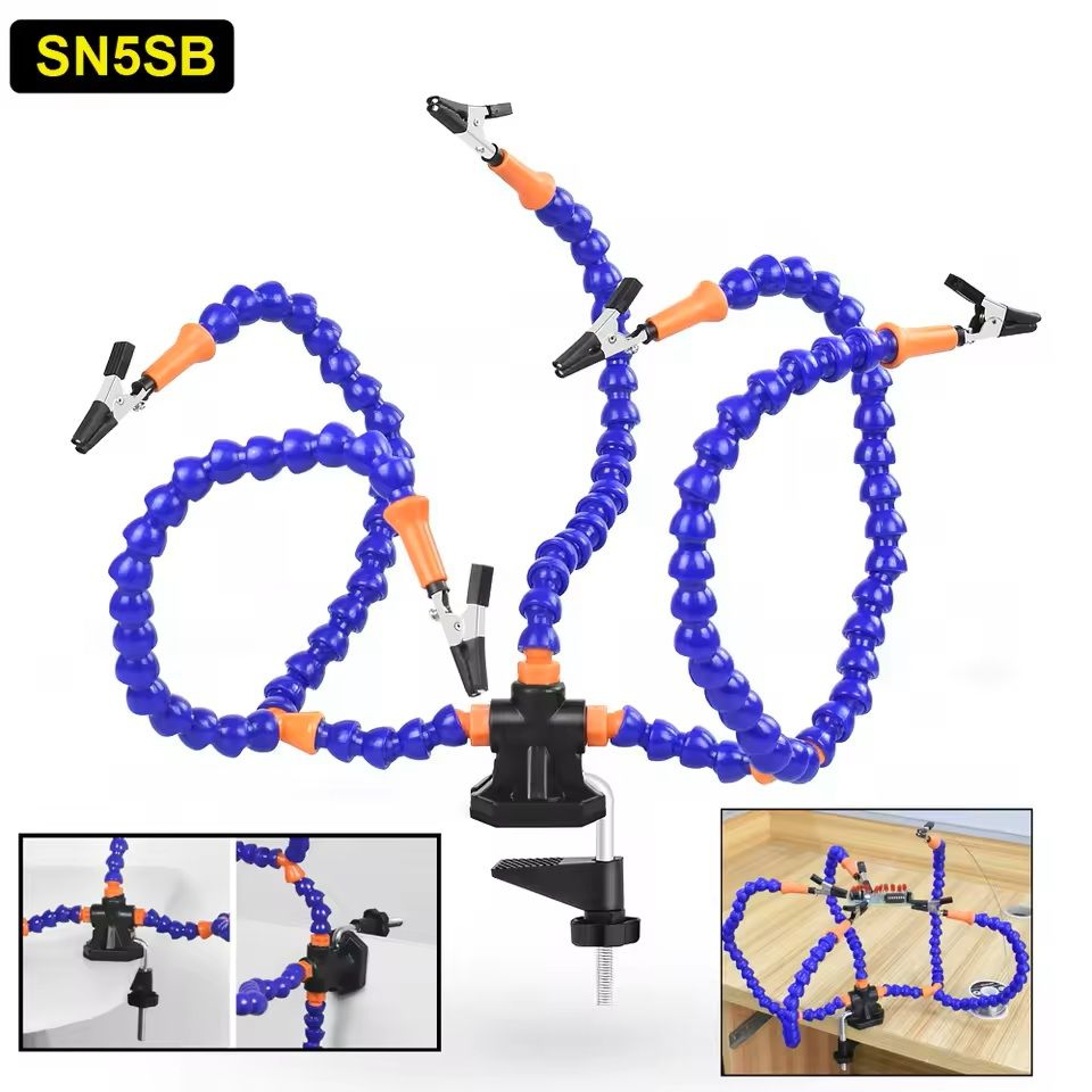 Soldering Station Helping Hand Tool With Flexible Arms And Clamp Base 10