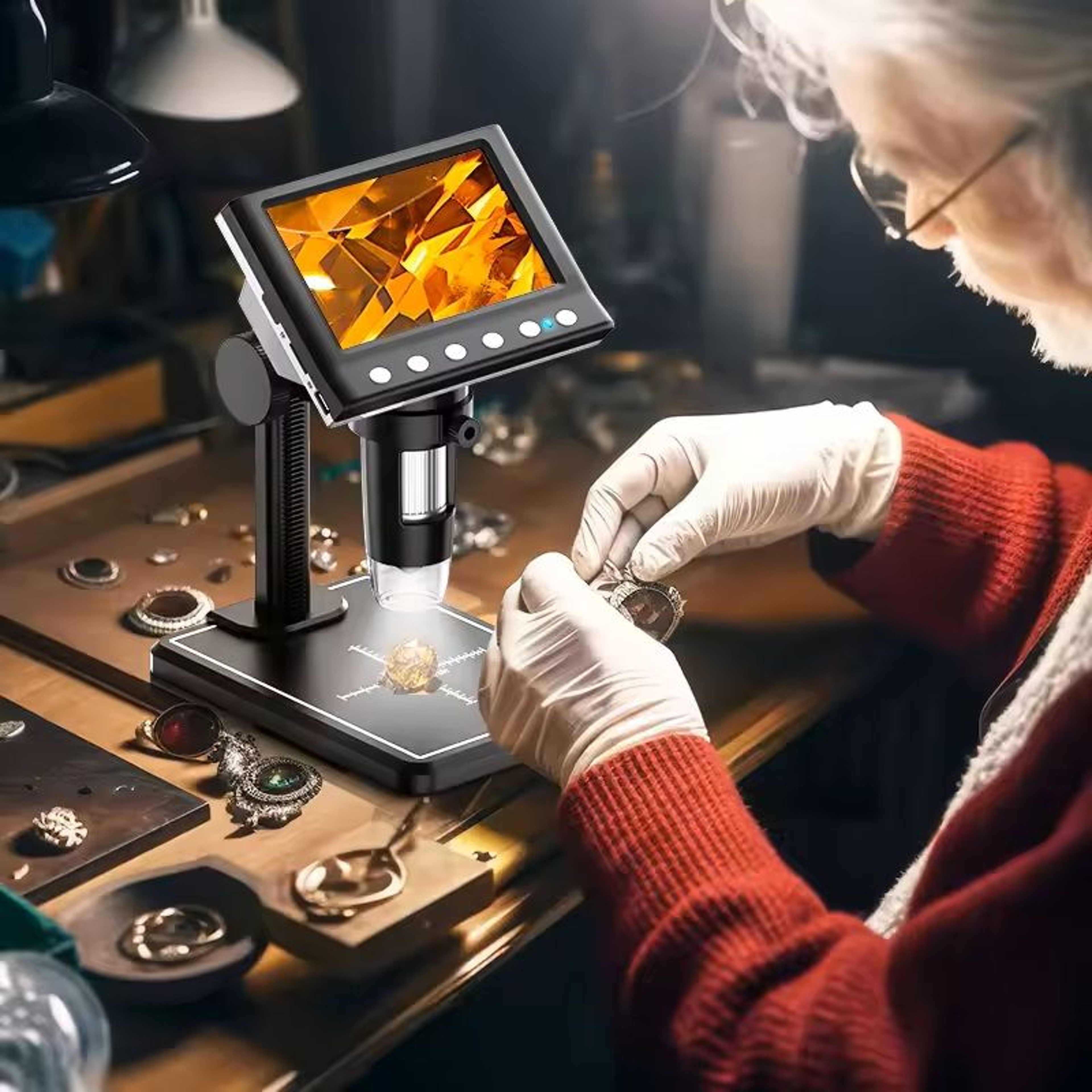 Digital Coin Microscope 1000X With 43 Inch Screen And 8 LED Lights 4