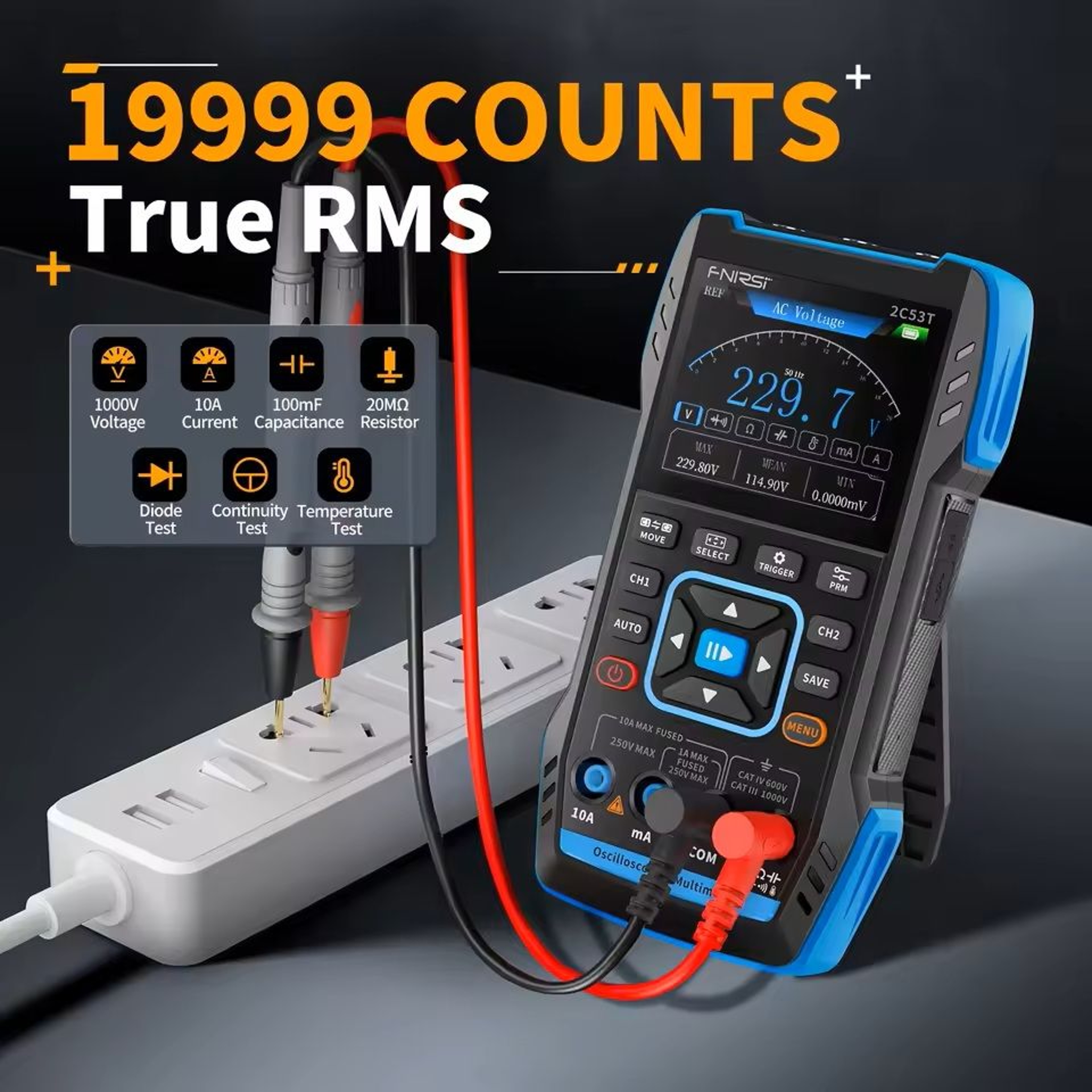 Handheld Digital Oscilloscope Multimeter With Signal Generator 50MHz Dual Channel 6