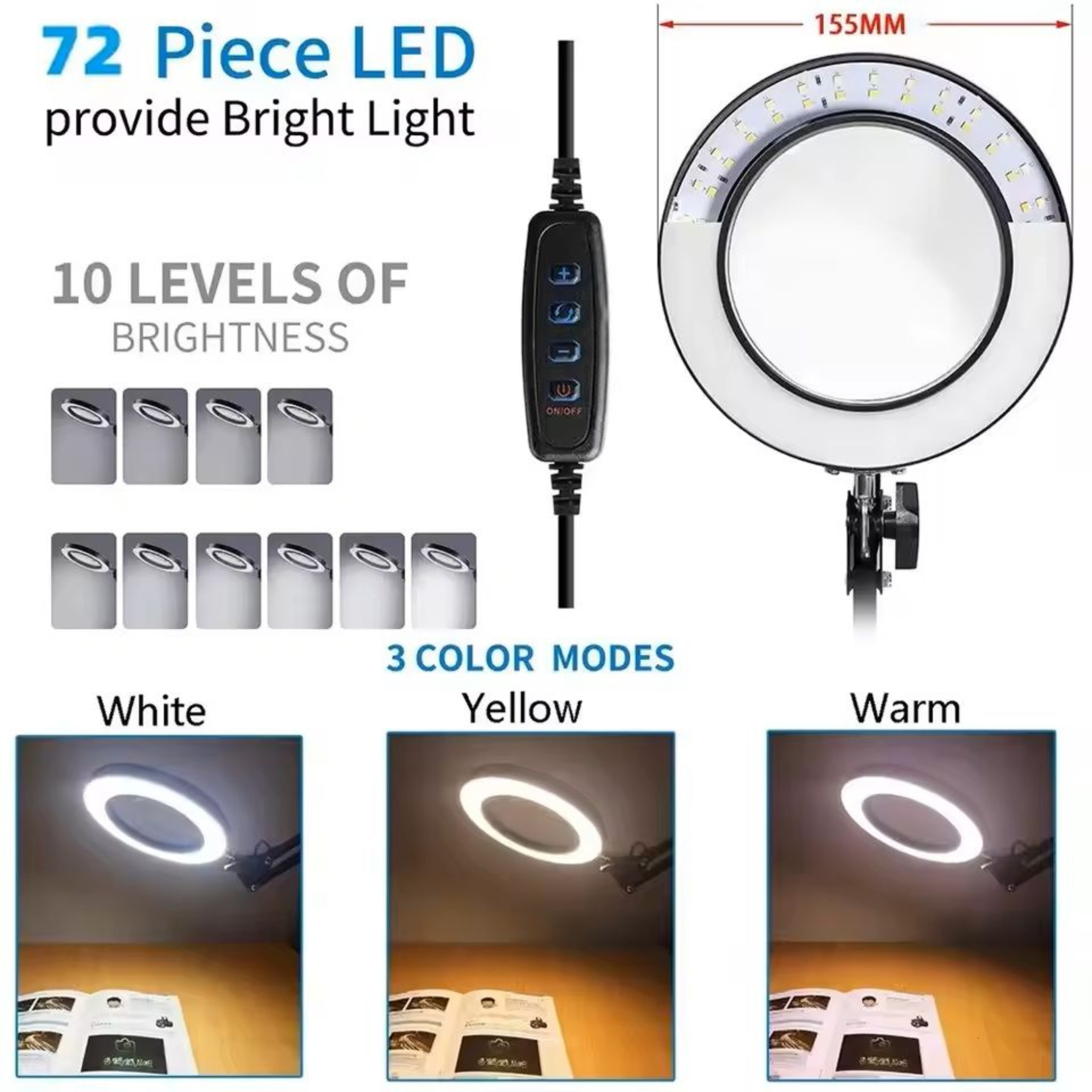 LED Magnifying Glass Table Lamp With Adjustable Light And 8X 10X Lens For Soldering And Skincare 4