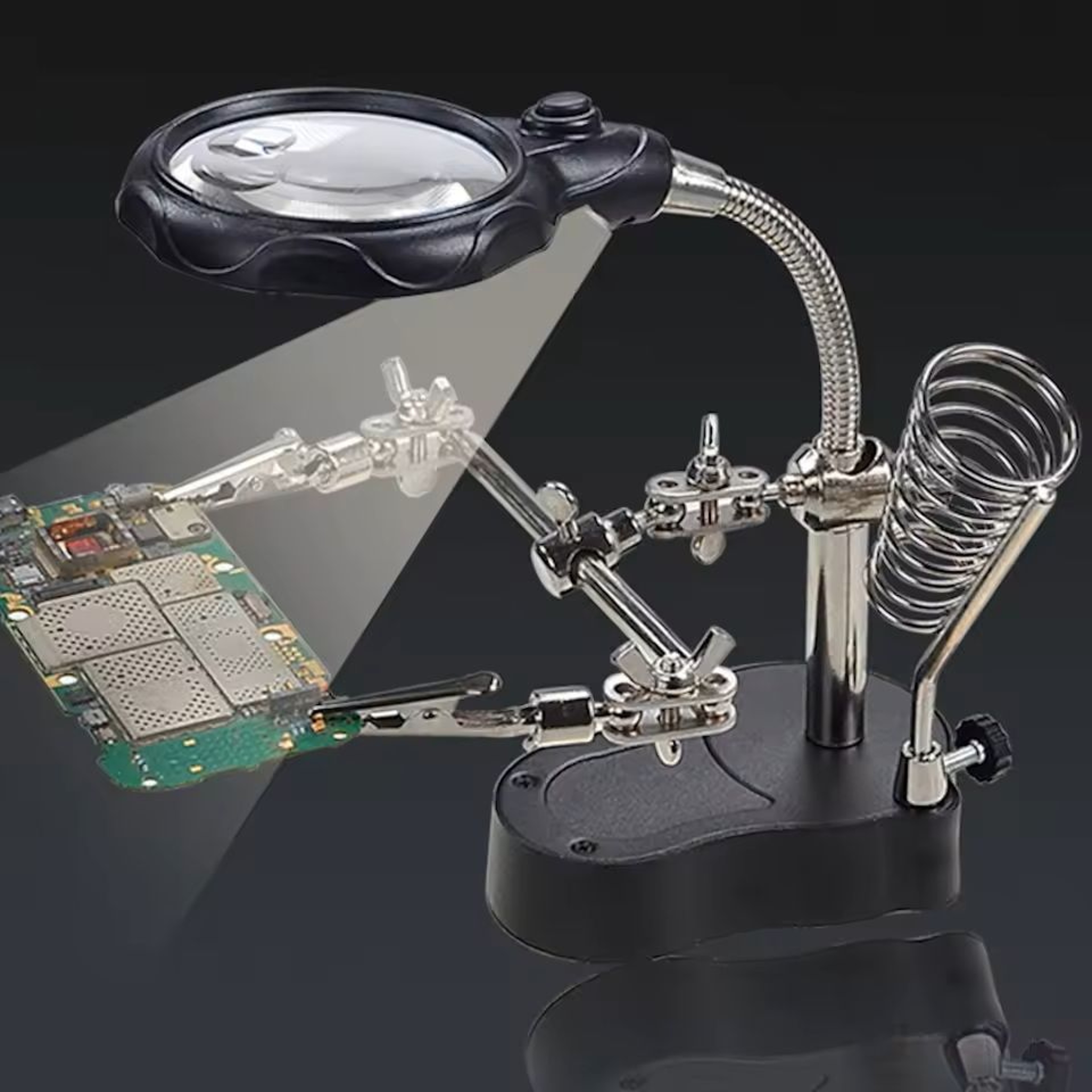 Helping Hands Soldering Station With Magnifying Glass And LED Light 2