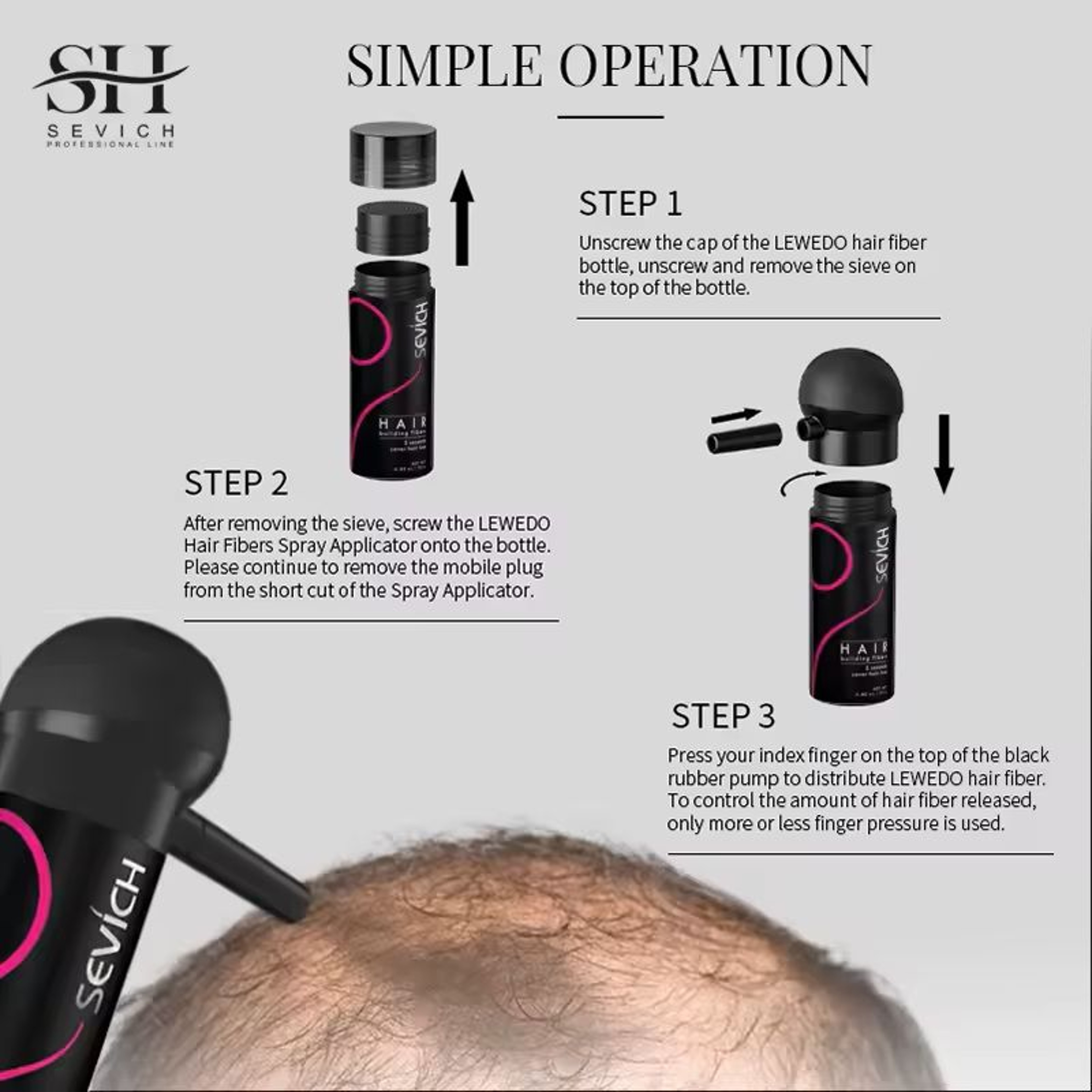 Hair Fiber Applicator Set For Concealing Bald Spots And Thinning Hair 3