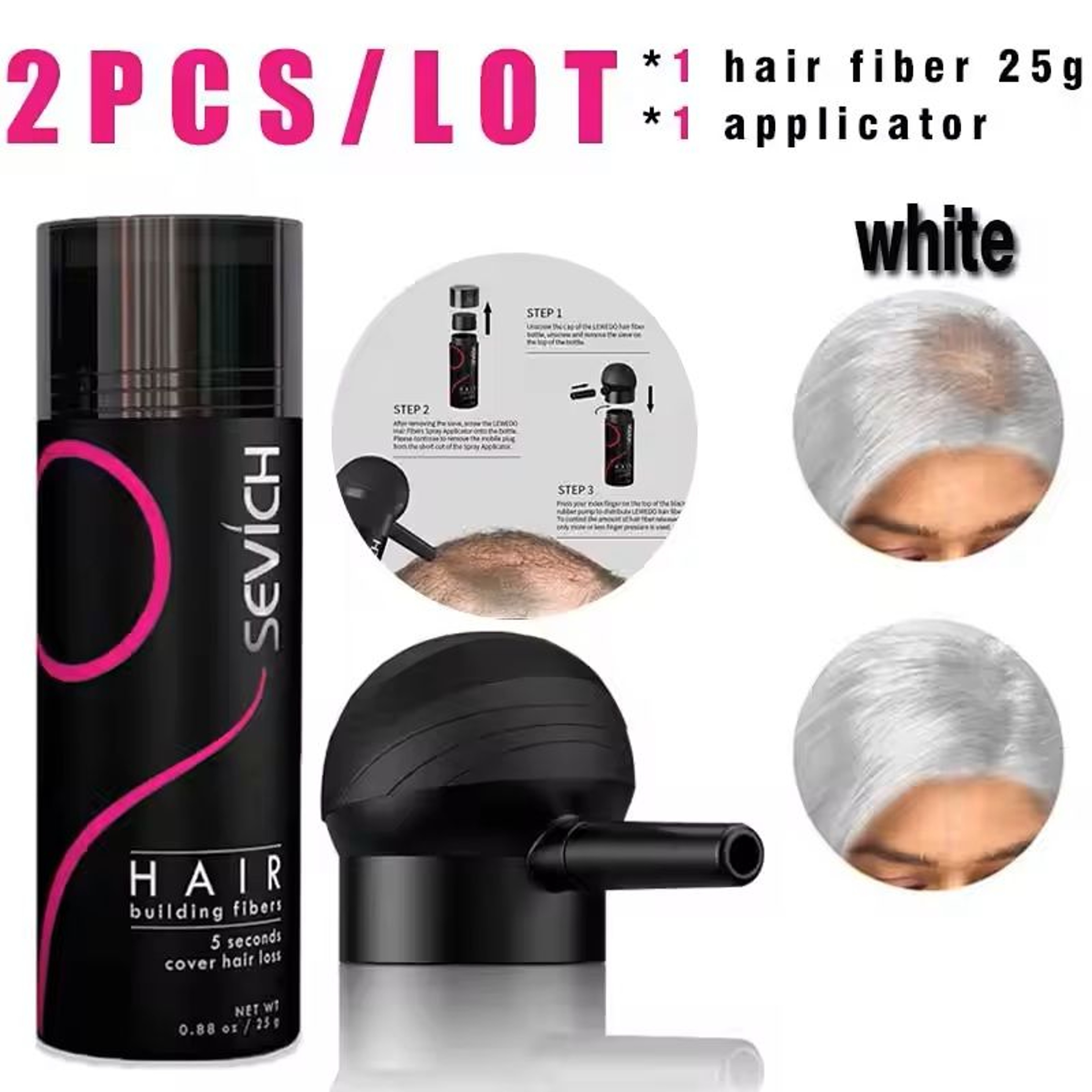 Hair Fiber Applicator Set For Concealing Bald Spots And Thinning Hair 14