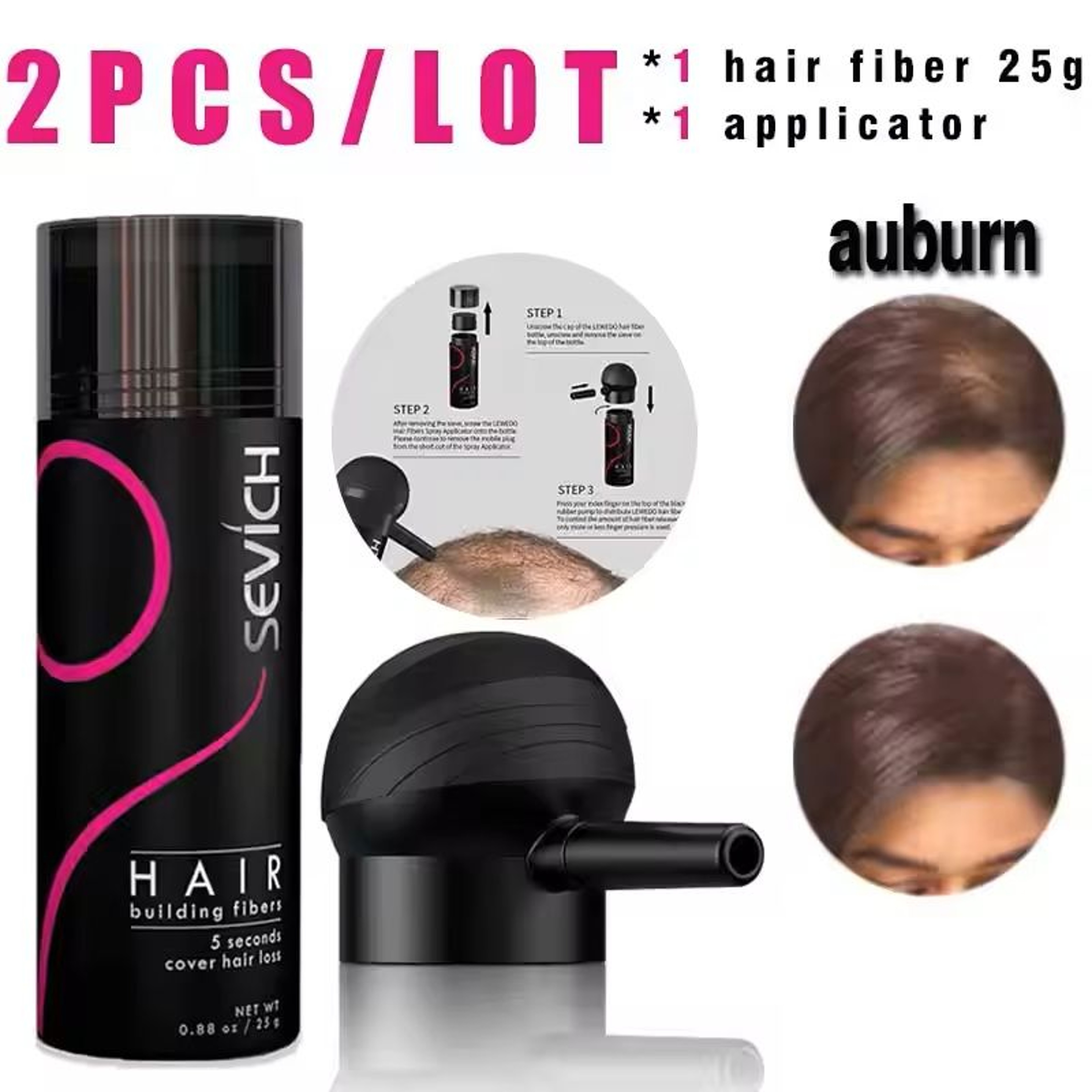 Hair Fiber Applicator Set For Concealing Bald Spots And Thinning Hair 12