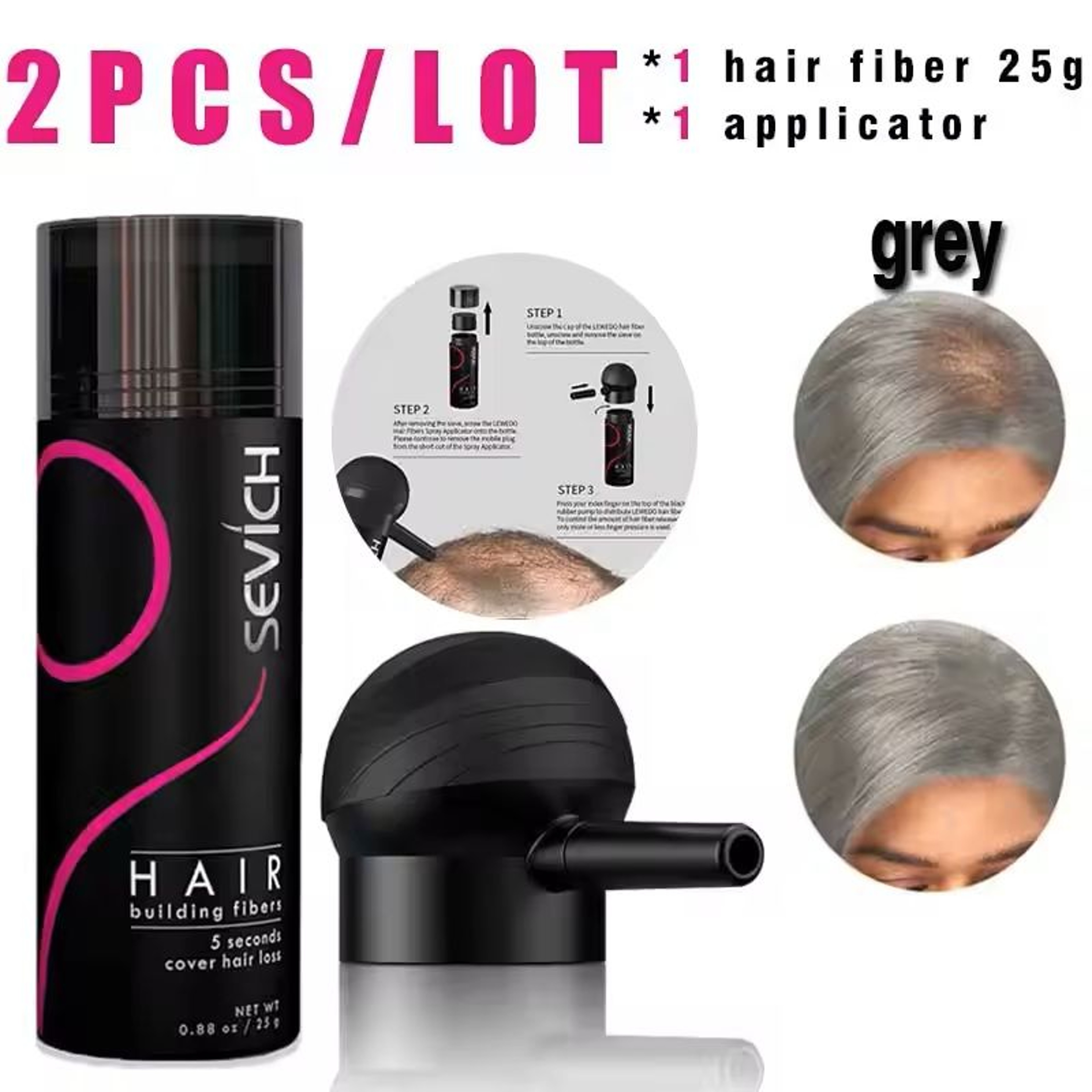 Hair Fiber Applicator Set For Concealing Bald Spots And Thinning Hair 13