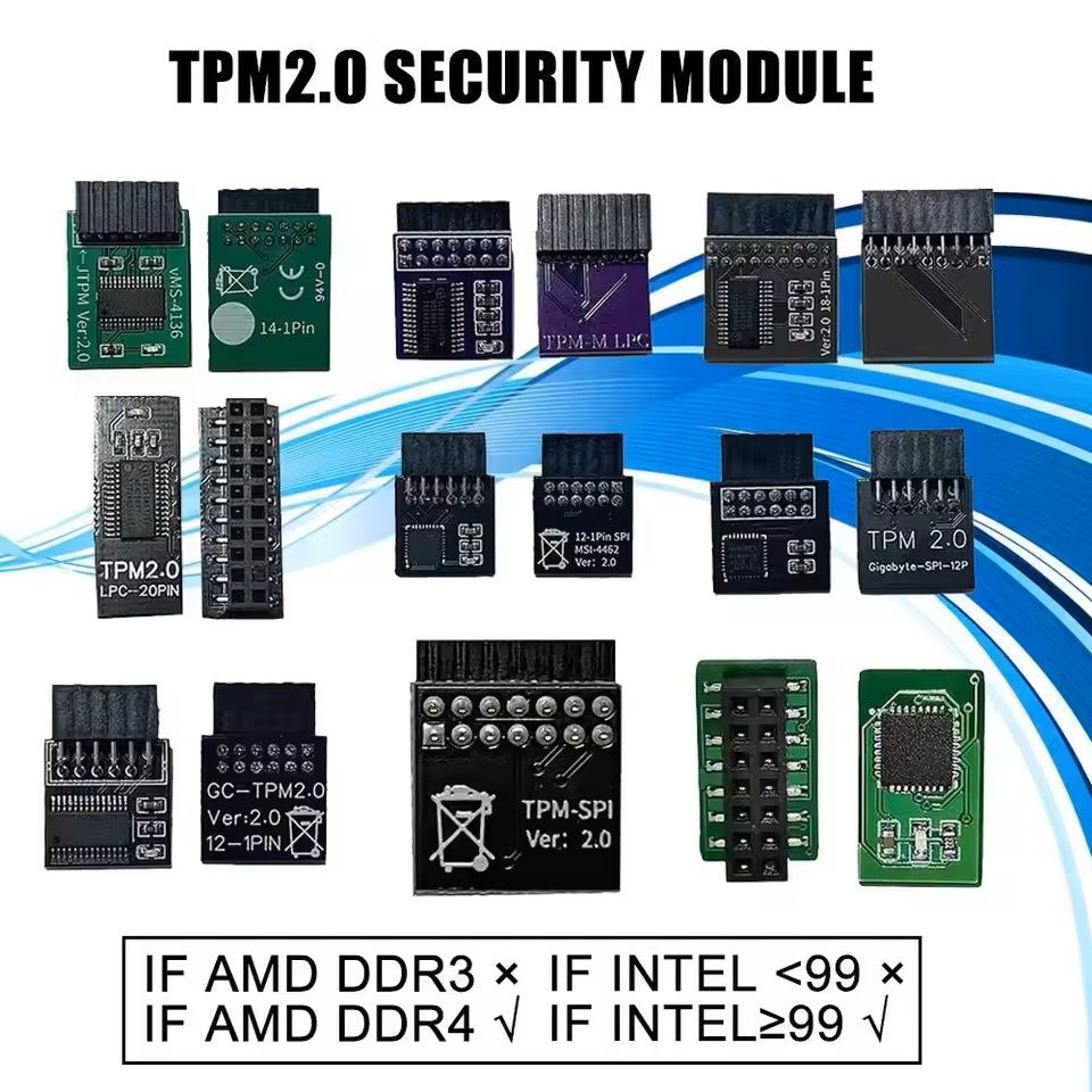 TPM 20 Security Module Board For ASUS MSI GIGABYTE ASRock  12141820 Pin Remote Encryption Module 0