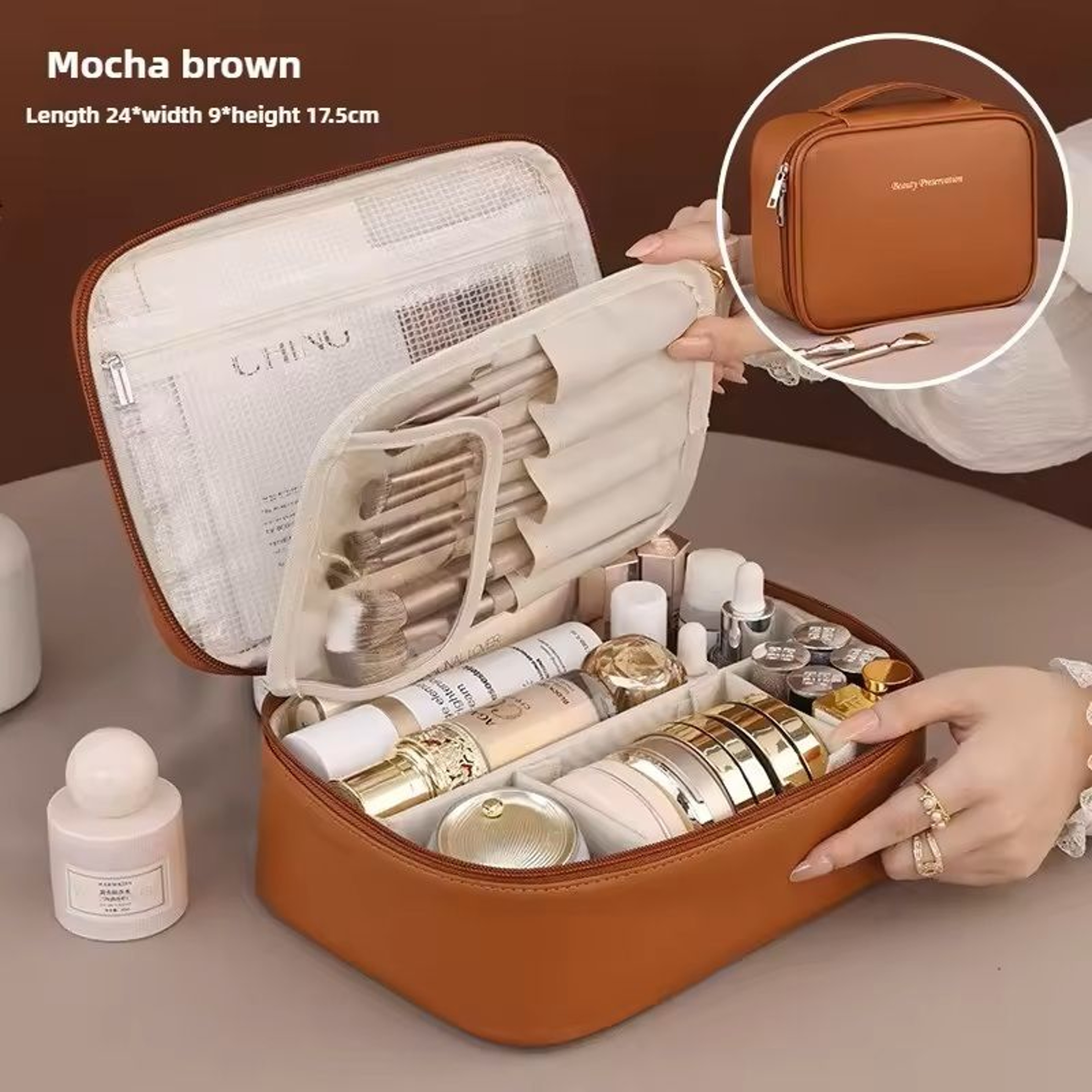 Large Capacity Travel Makeup Bag For Women Portable Toiletry Organizer Pouch 6