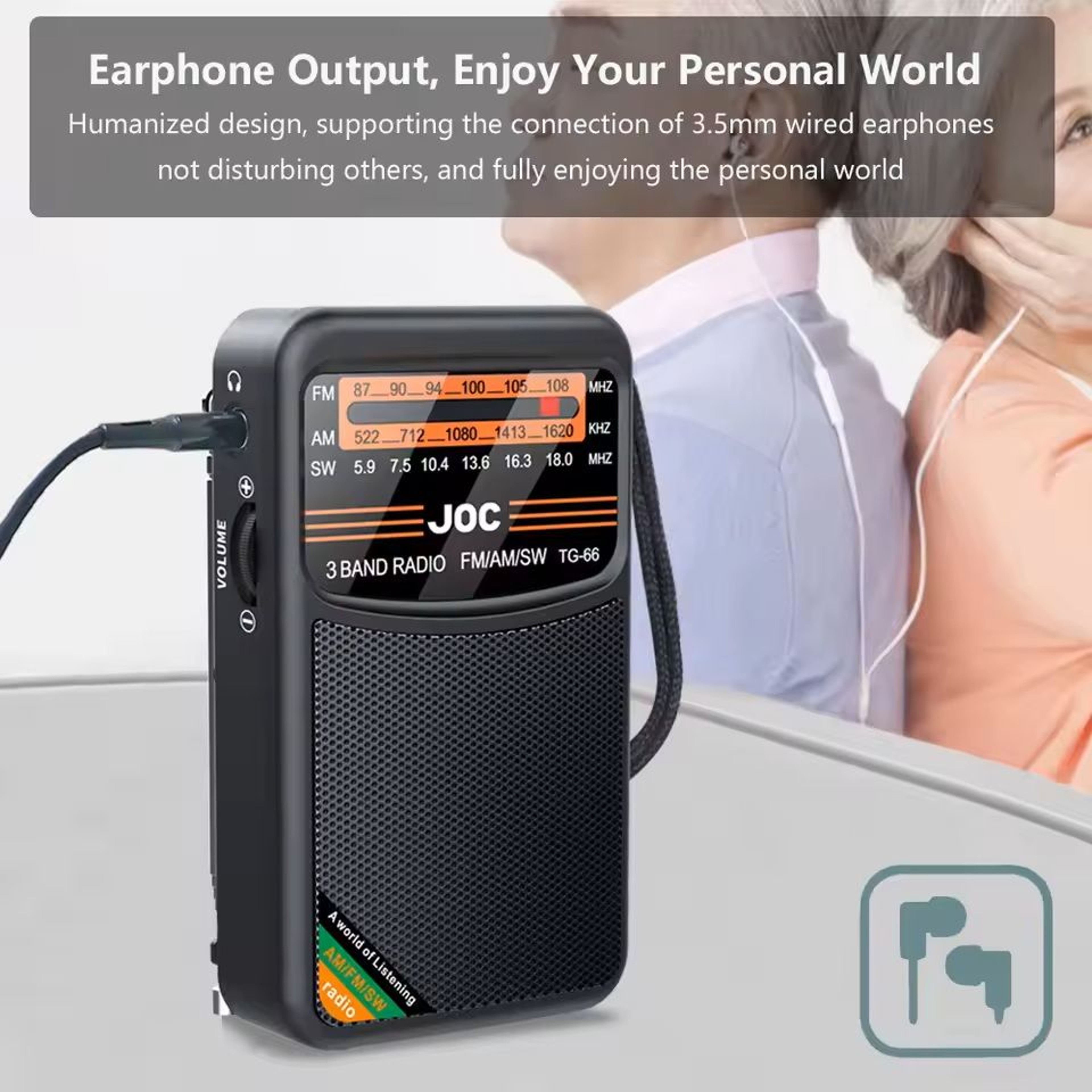 3Band Rechargeable Pocket Radio With AM FM SW And Earphone Support 3