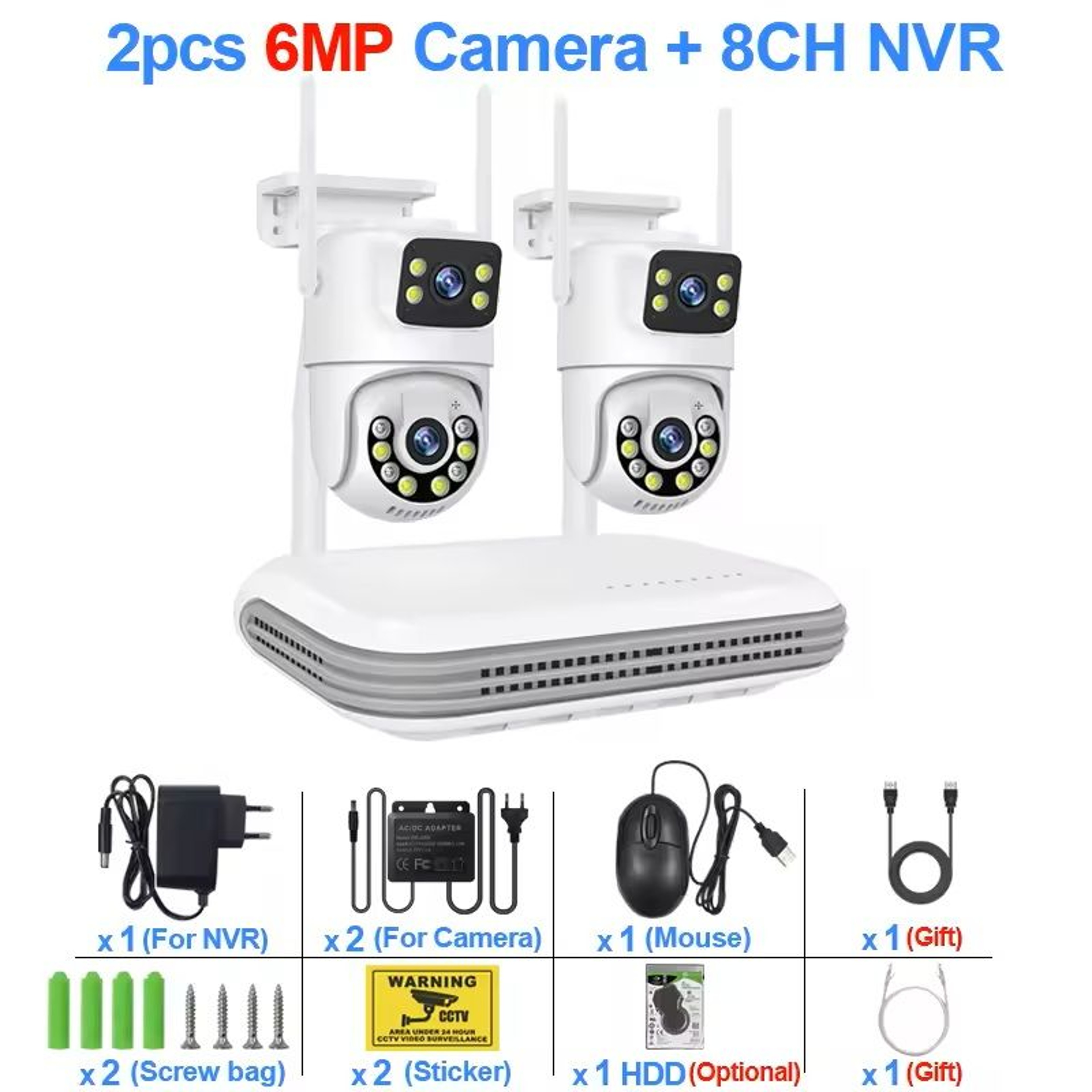 Wireless CCTV Security Camera System With Dual Lens Cameras And 8CH NVR 0