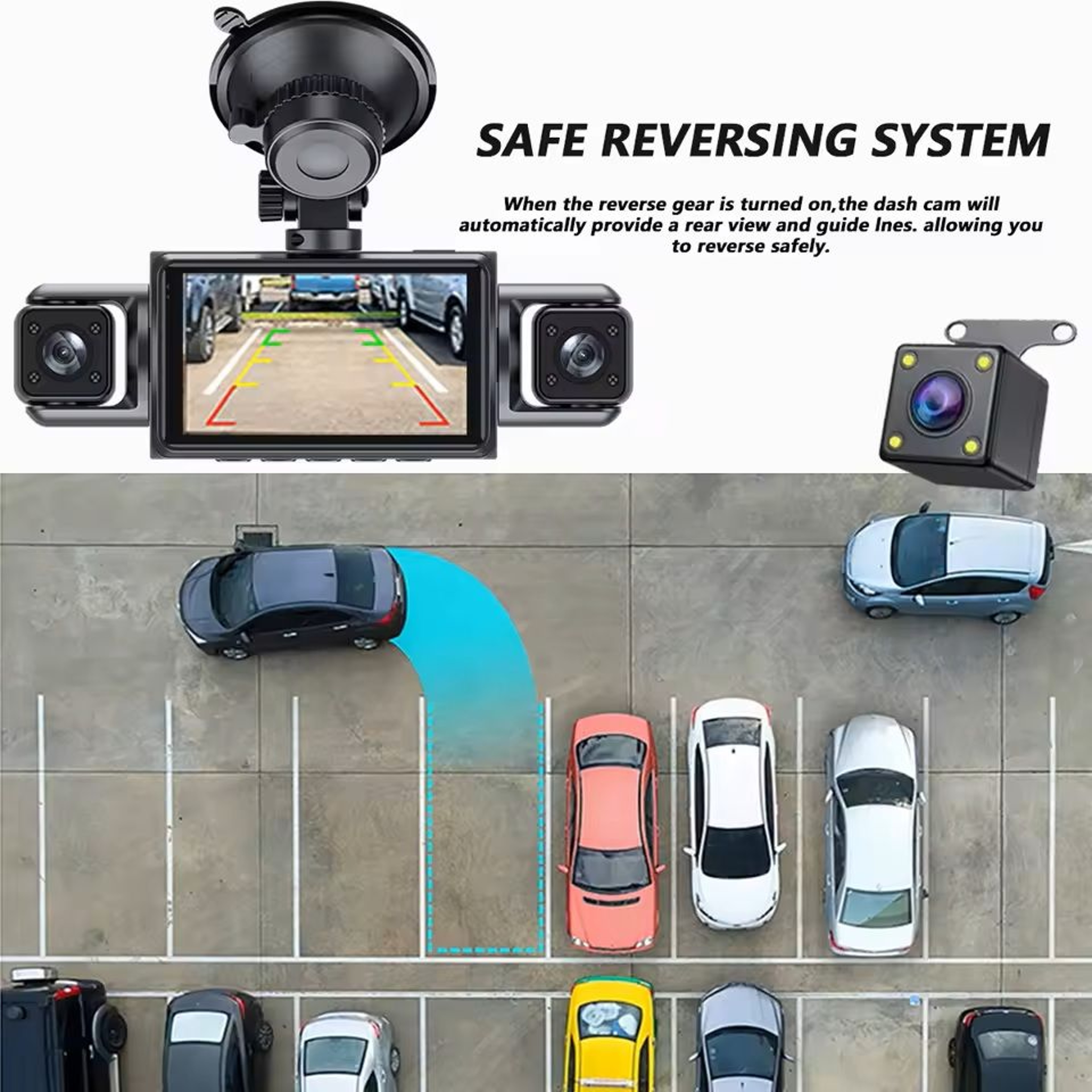 4Channel 360 Degree WiFi Dash Cam With Night Vision And Parking Monitor 5