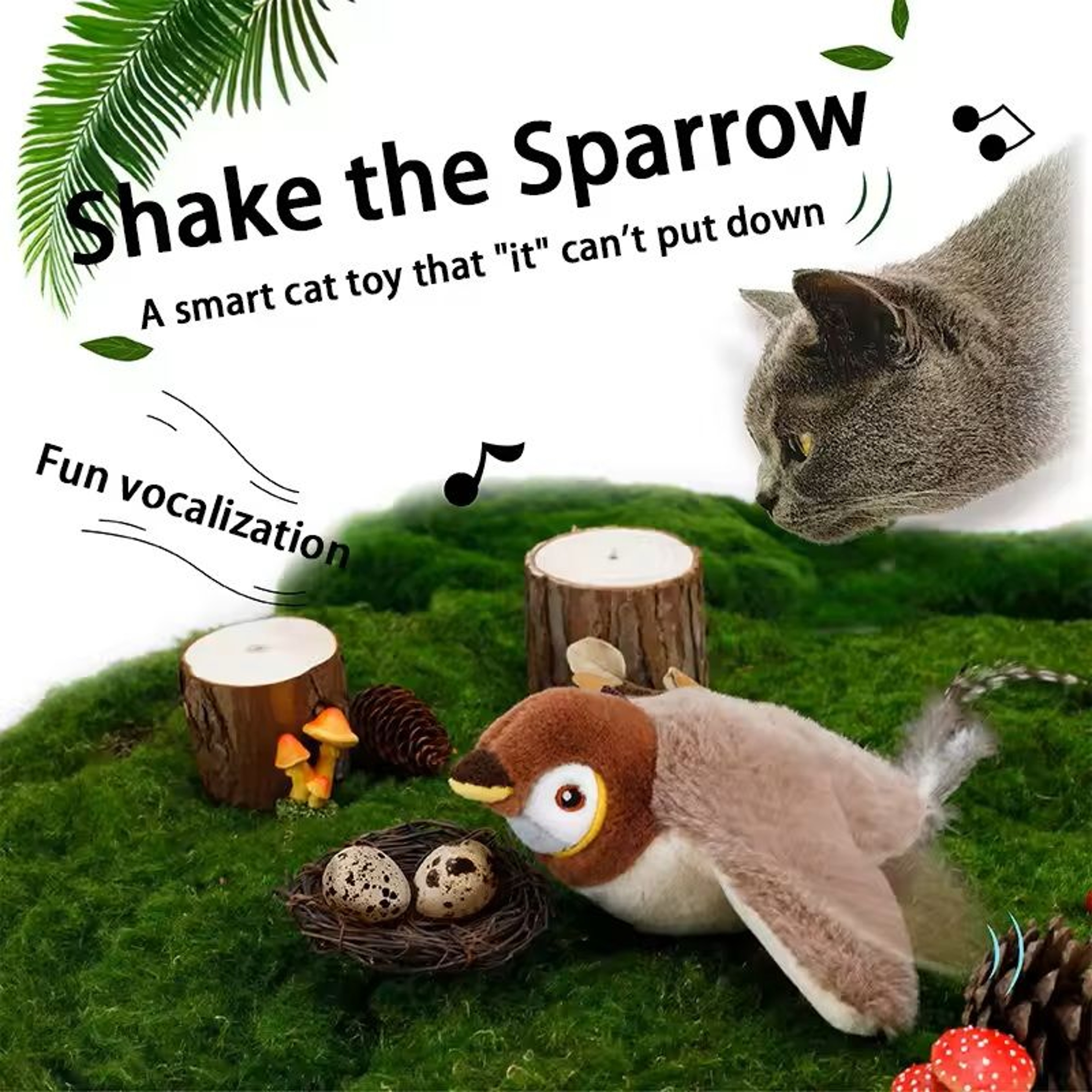 Interactive Rechargeable Cat Toy With Chirping Flapping Bird 1