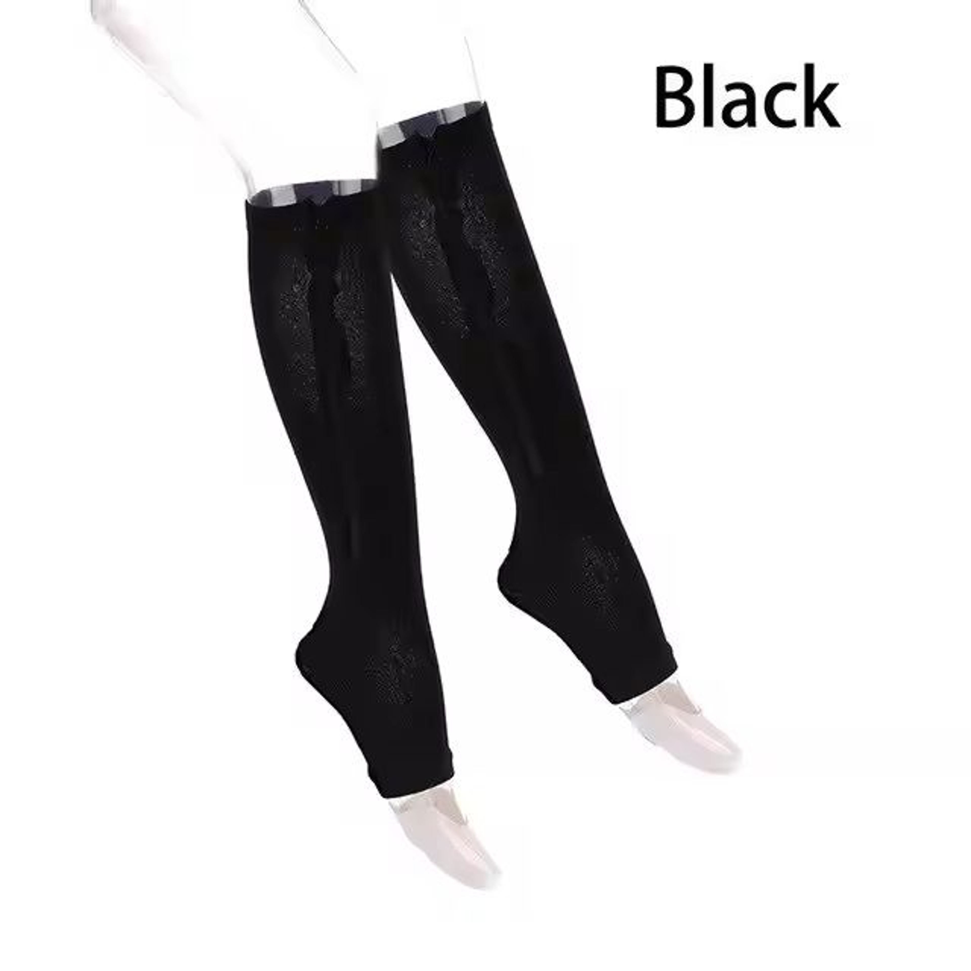 Compression Socks Open Toe Zipper Support Knee High Socks 1