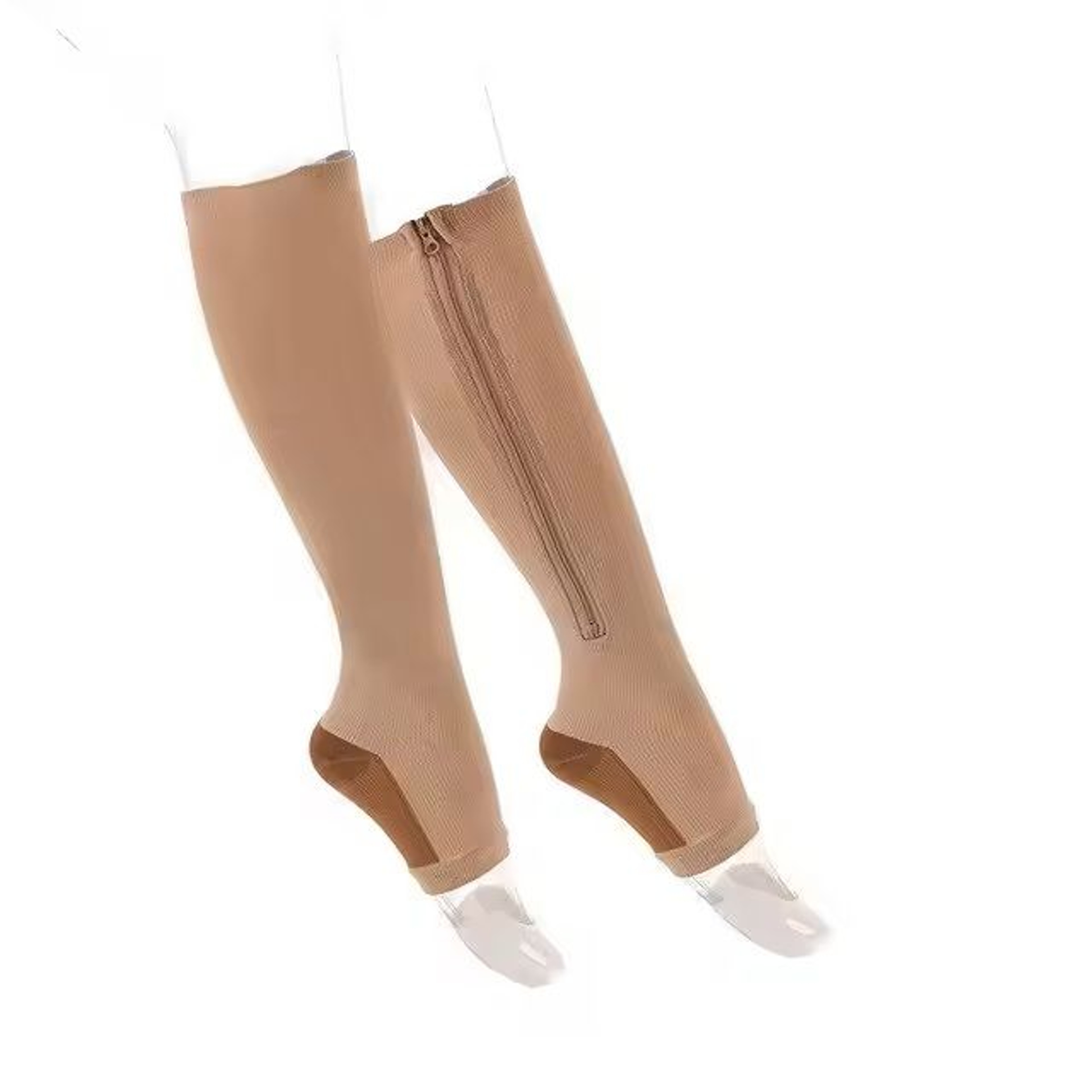 Compression Socks Open Toe Zipper Support Knee High Socks 9