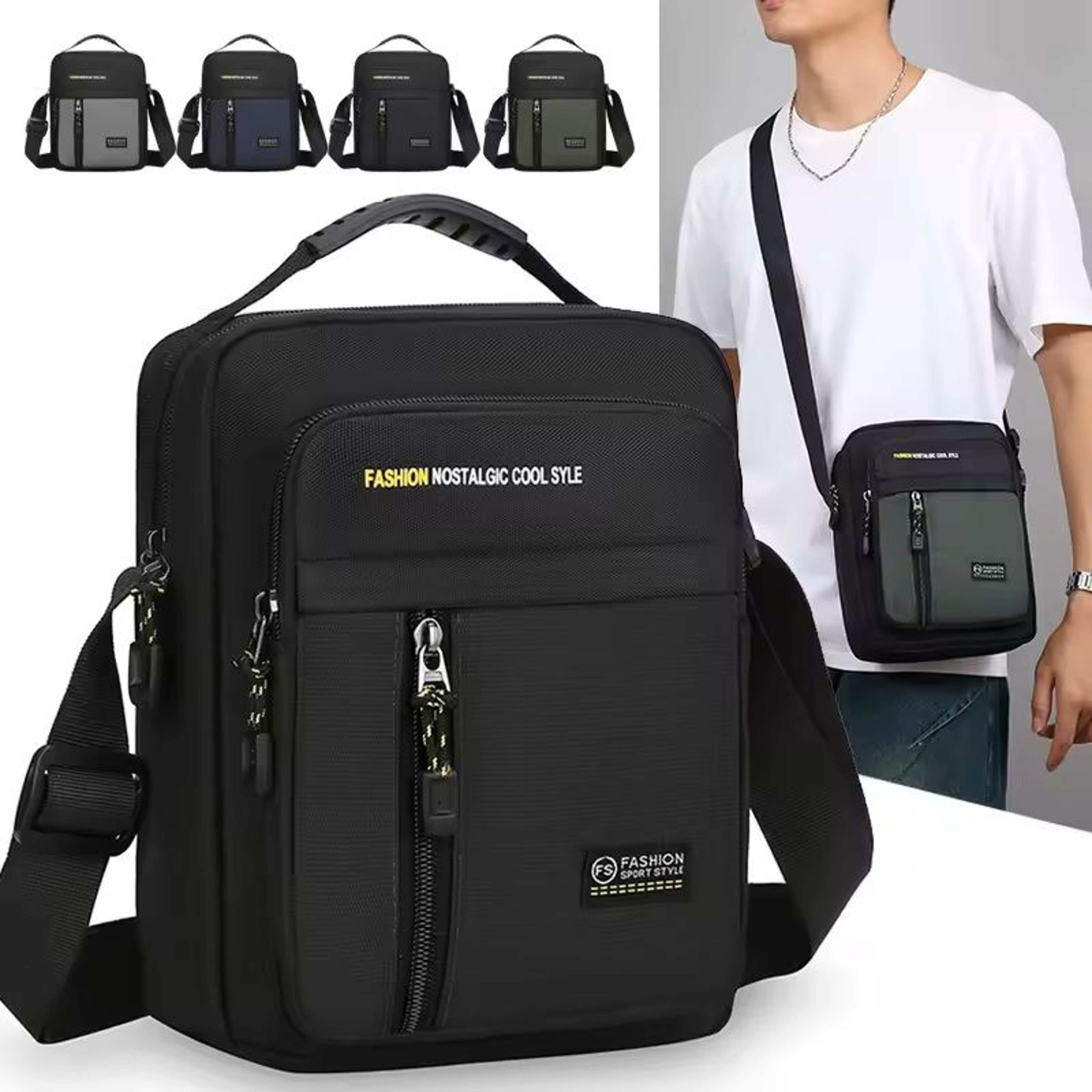 Mens Crossbody Shoulder Bag With Multi Pockets 0