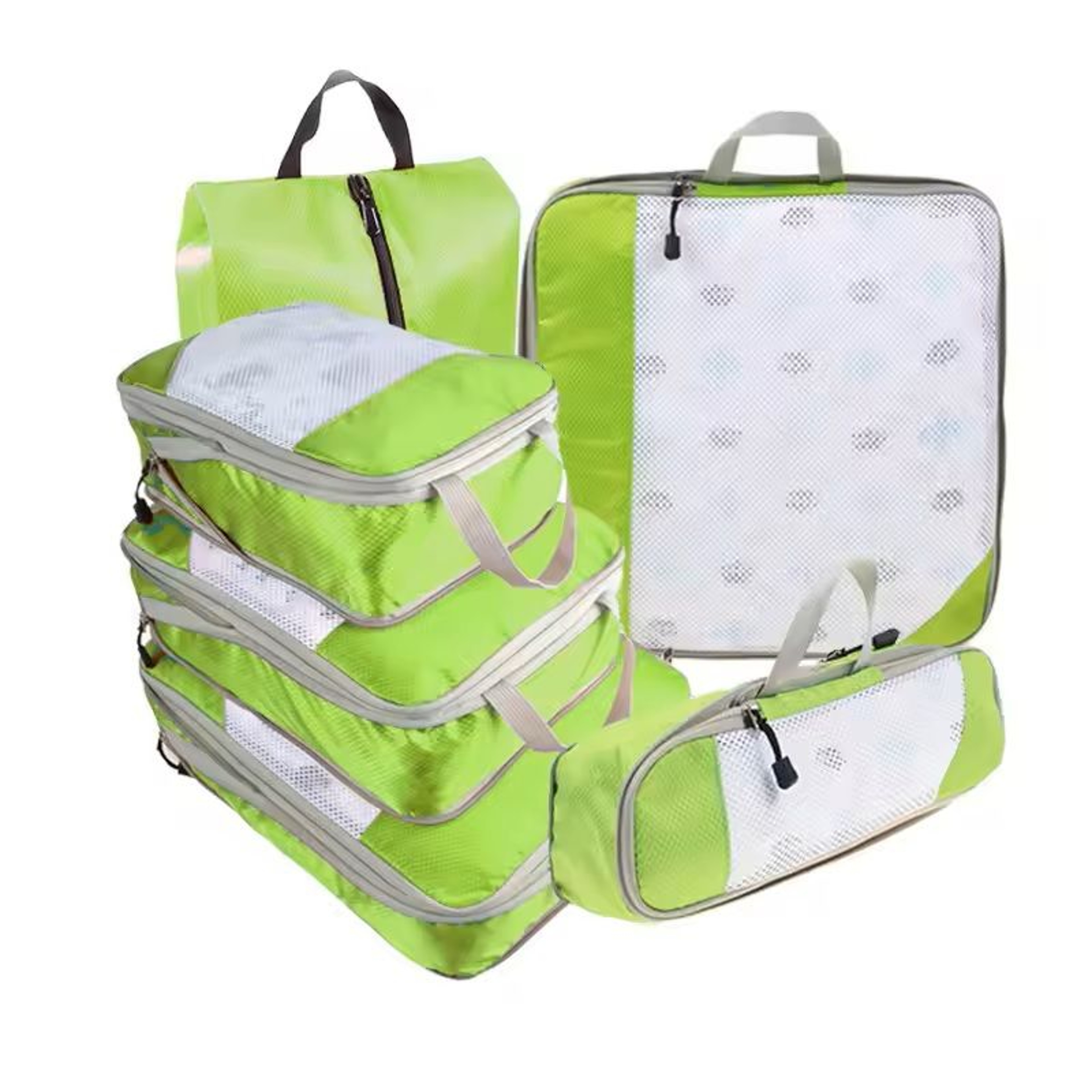 6 Piece Travel Compression Packing Cubes Set With Shoe Bag 12