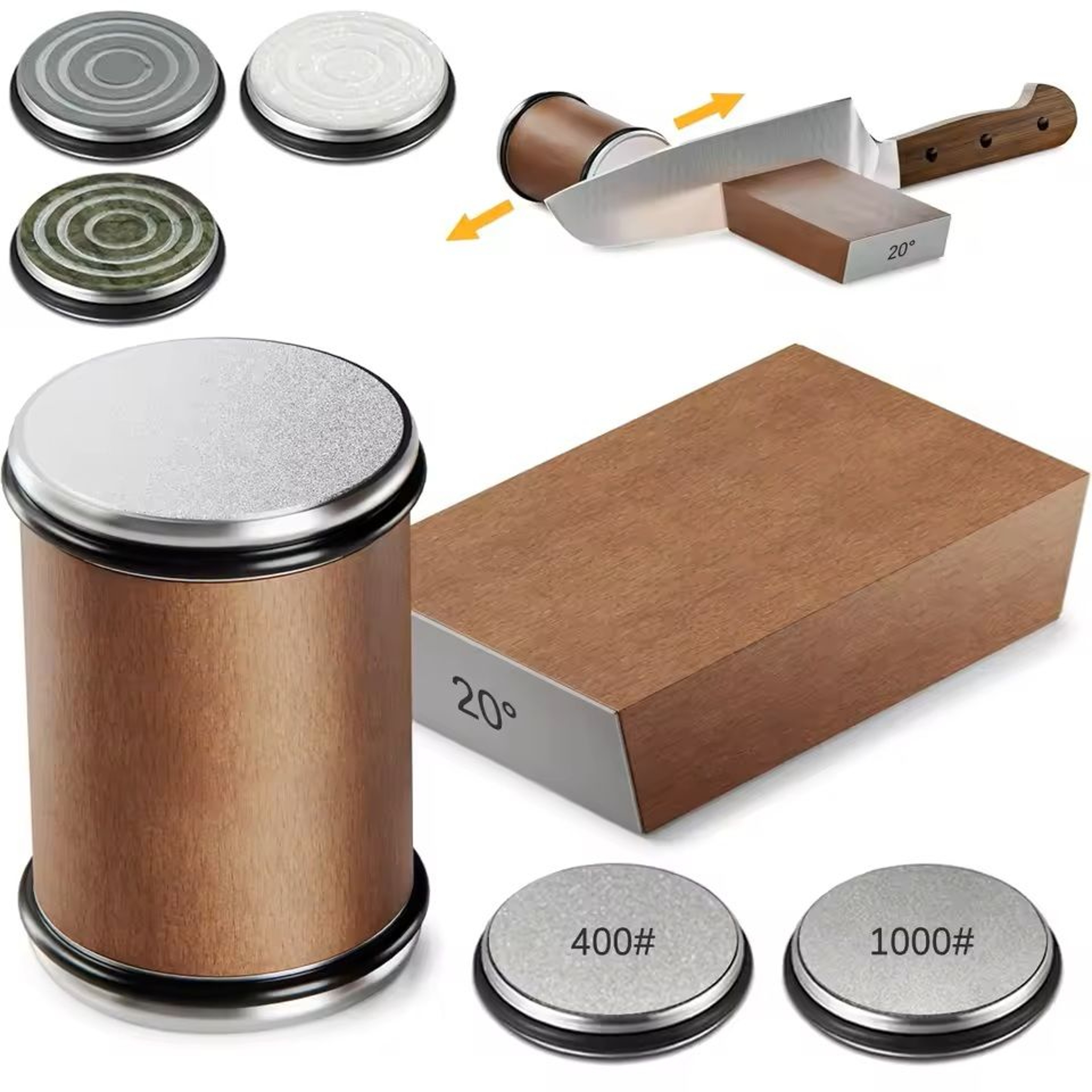 Rolling Knife Sharpener Kit With Magnetic Holder And Diamond Sharpening Stones 0