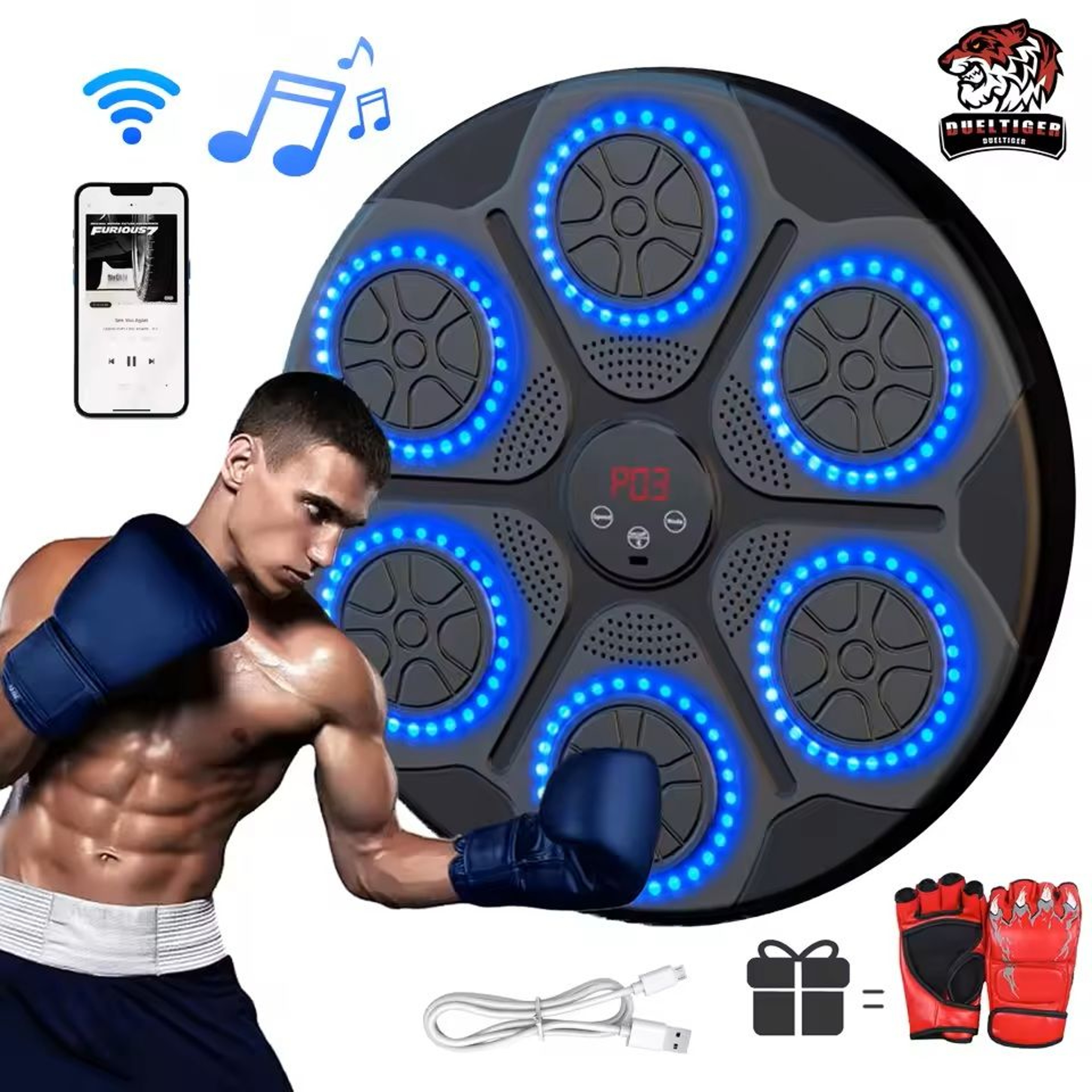 Smart Bluetooth Music Boxing Trainer Wall Mounted Punching Target 0