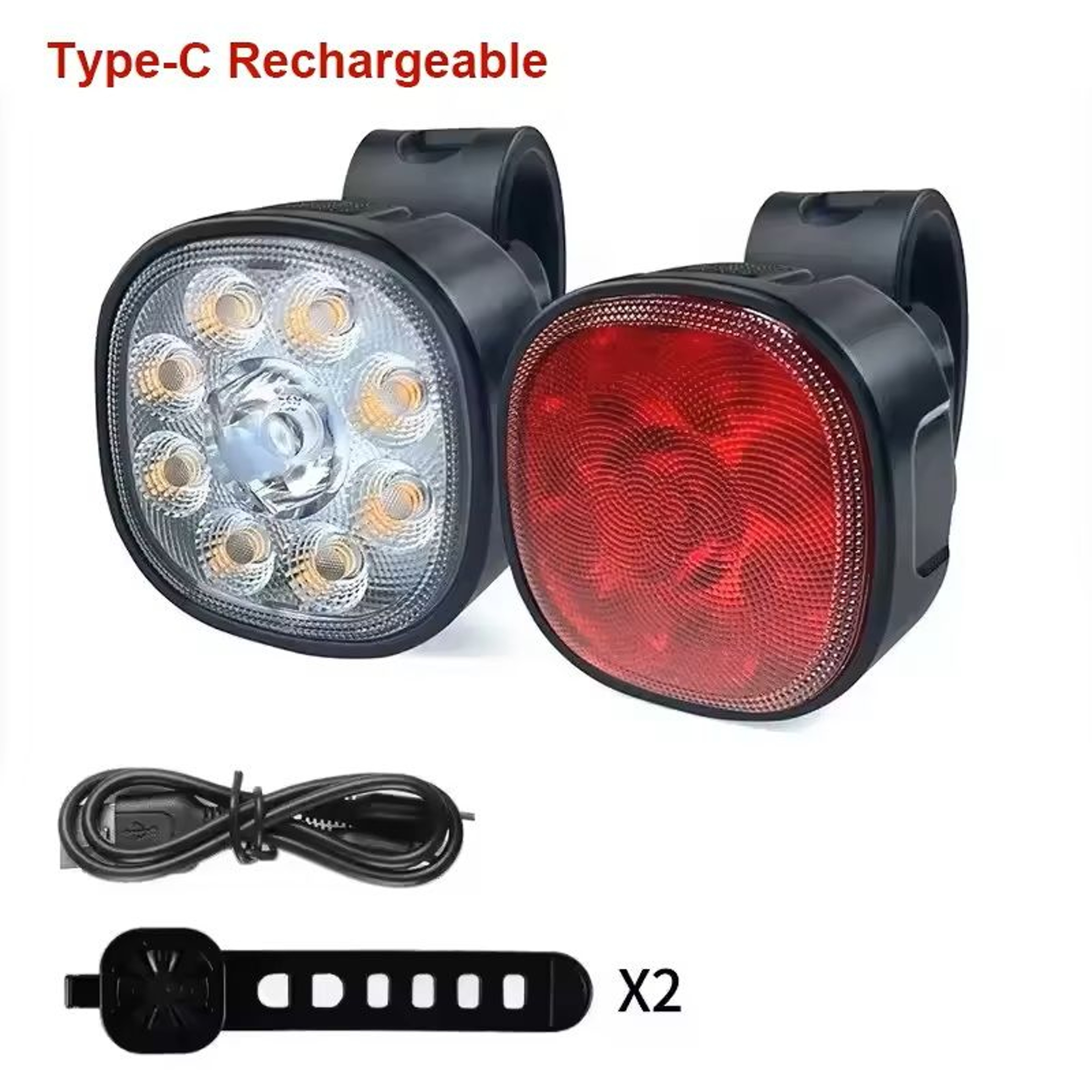 Bike Light Set USB Rechargeable Front And Rear LED Cycling Lights 10