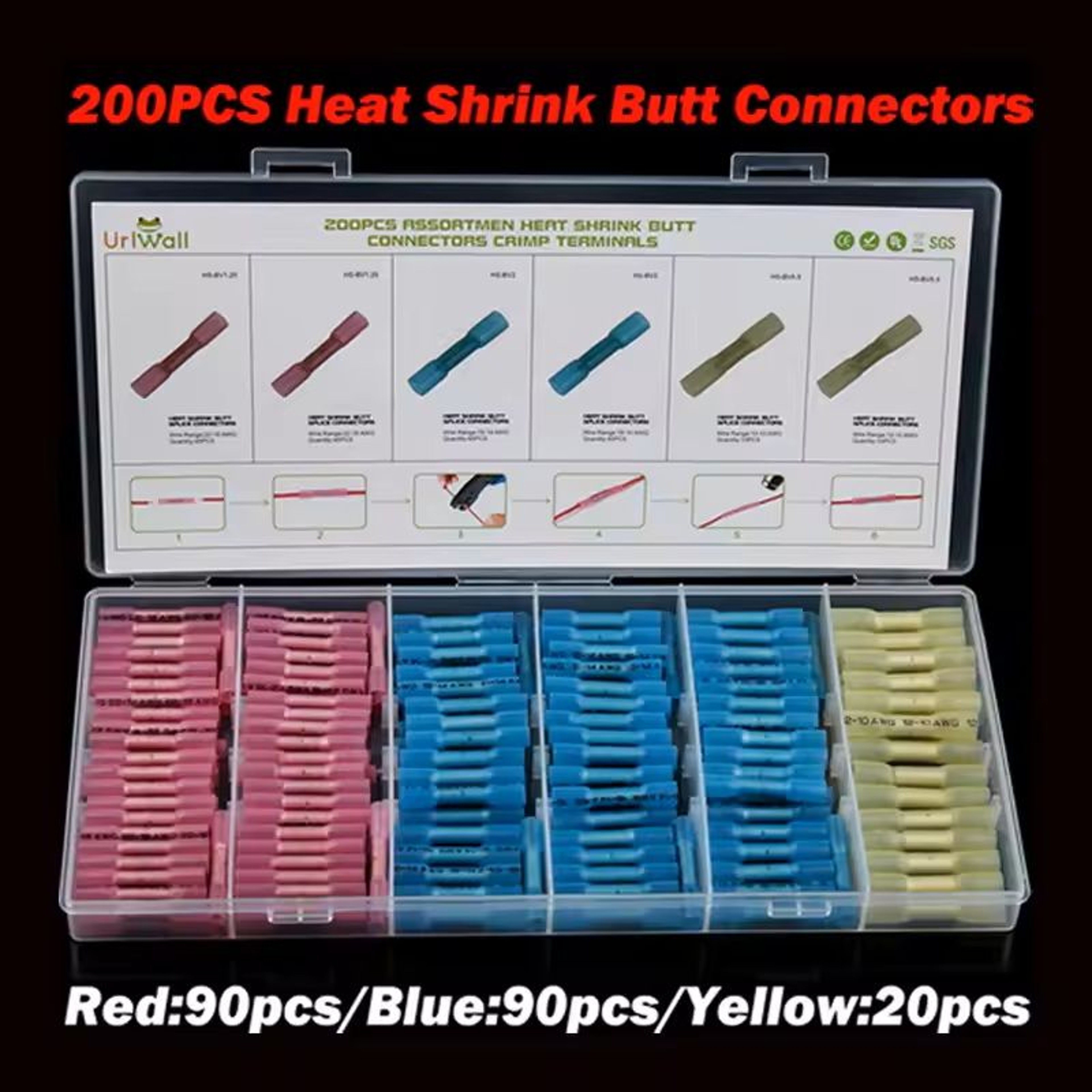 200 Piece Heat Shrink Wire Connectors Waterproof Solder Crimp Terminals 0