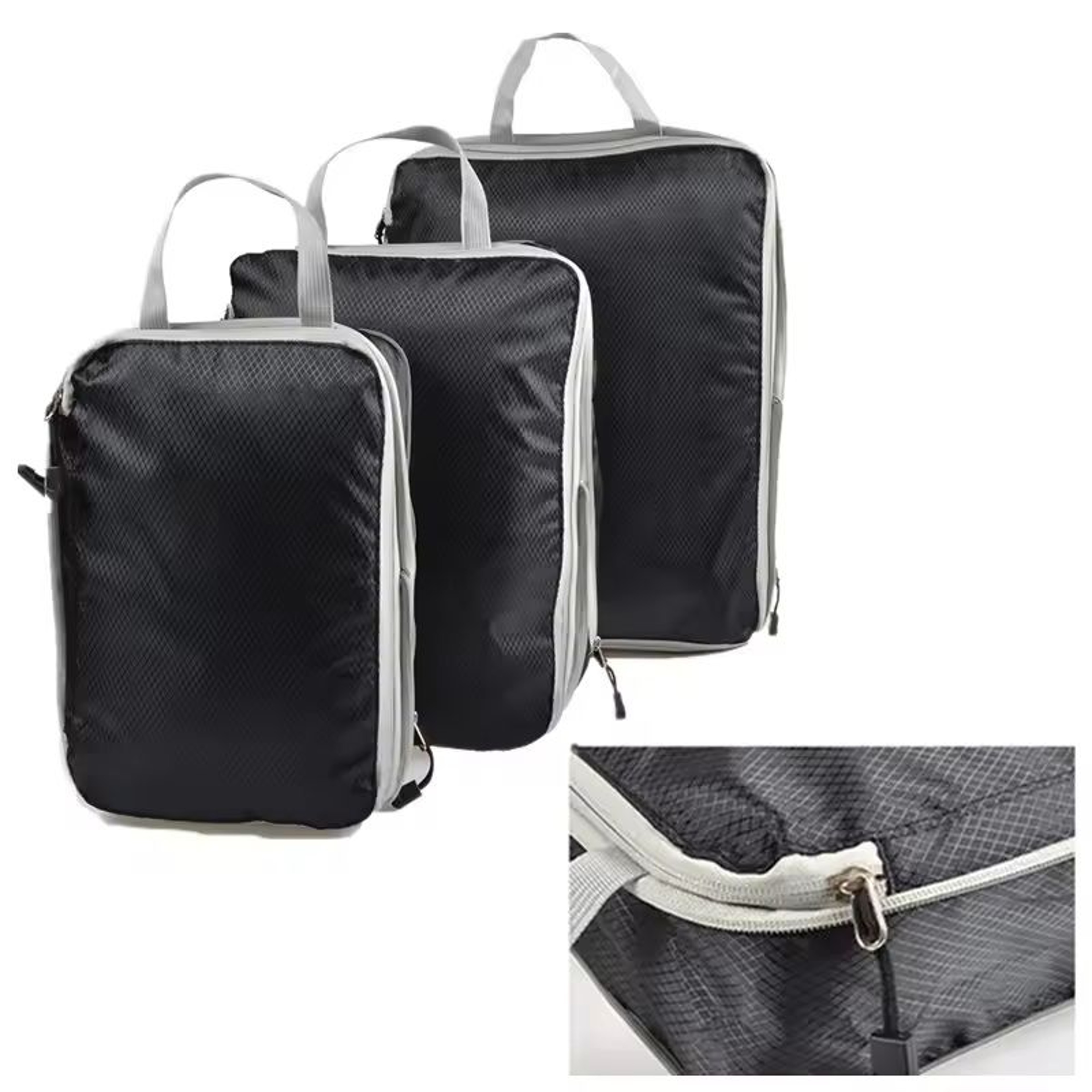 3Piece Compressible Packing Cube Set Waterproof Travel Organizer Bags 2