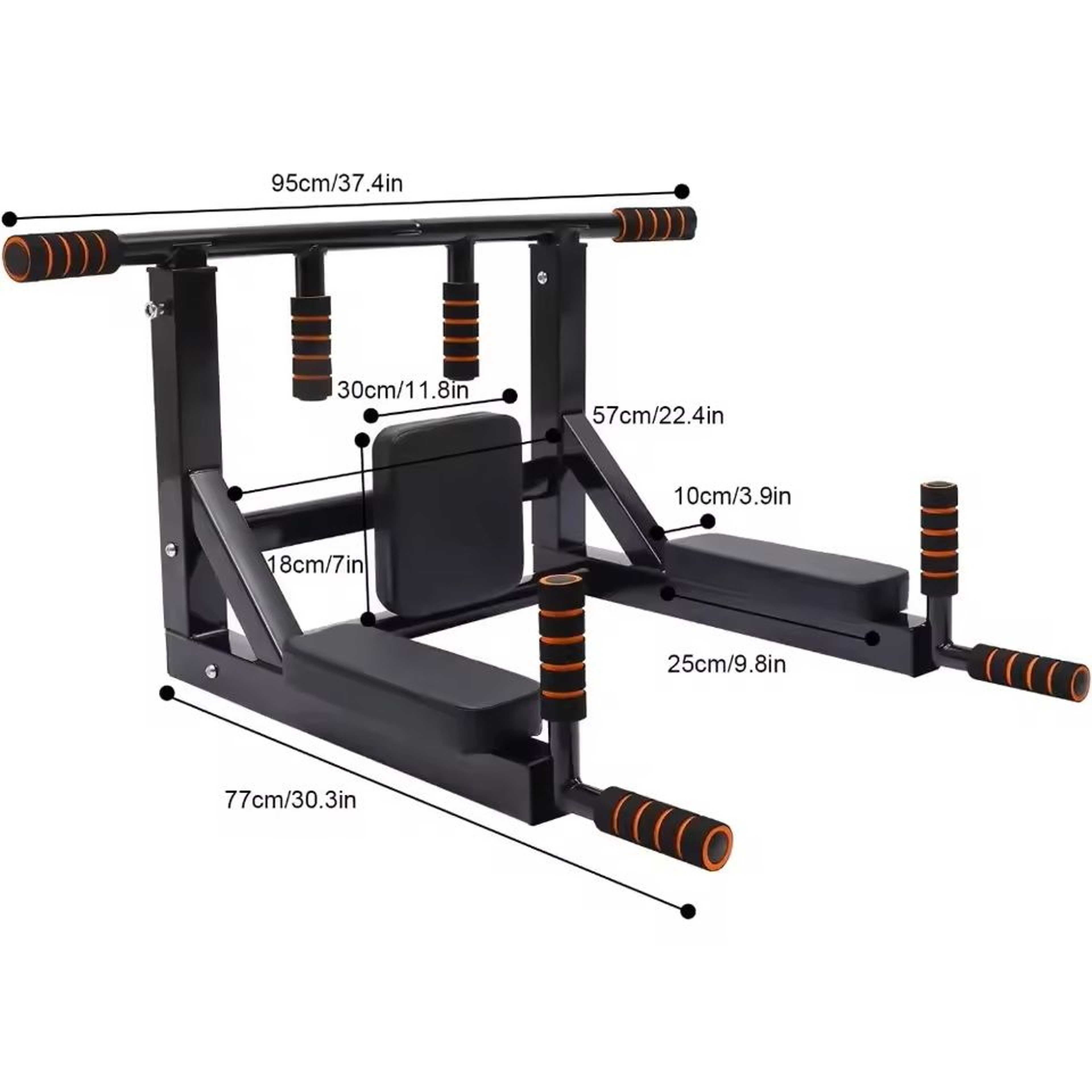 MultiGrip Wall Mount PullUp Bar And Dip Station For Home Fitness 5