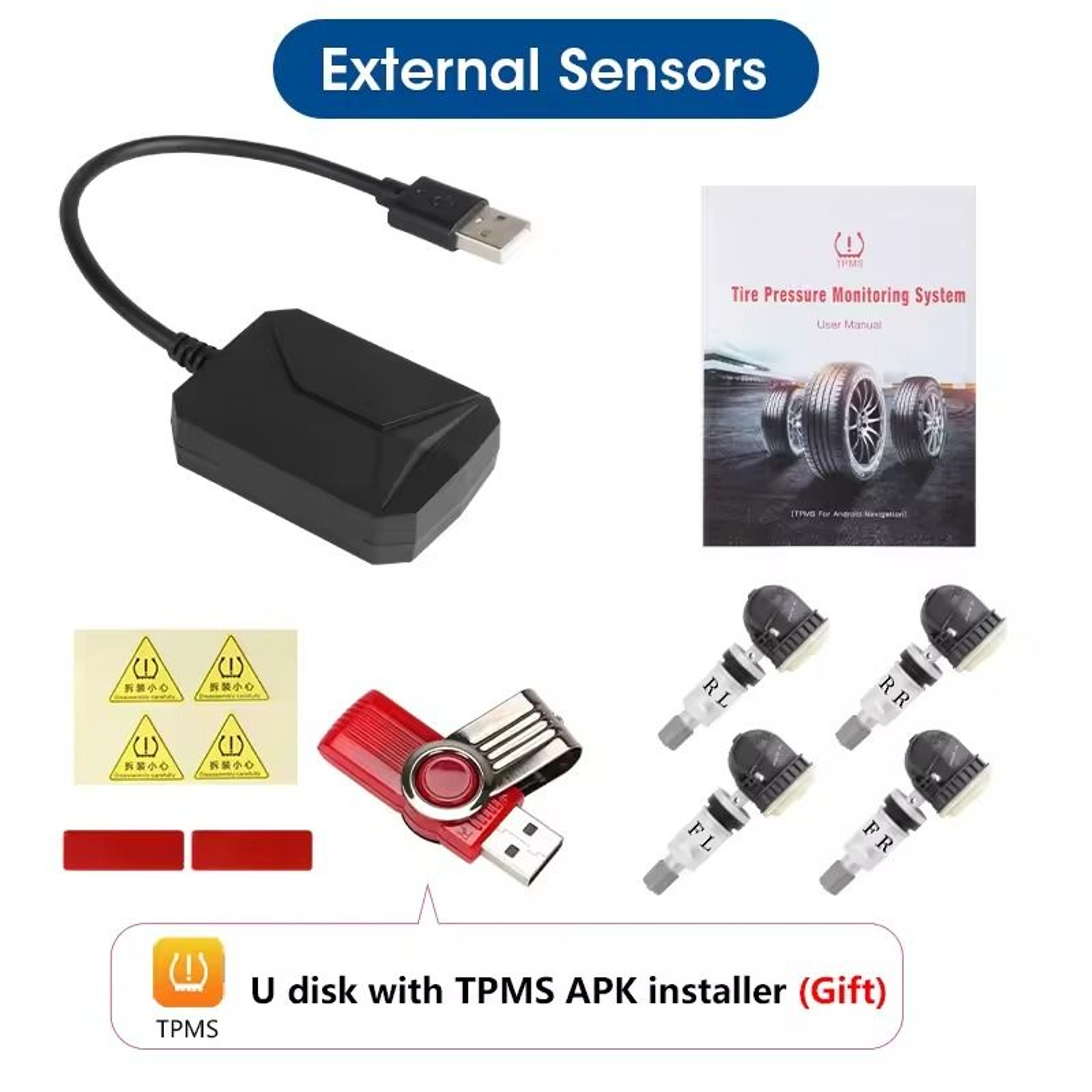 USB Android Tire Pressure Monitoring System With Internal And External Sensors 5