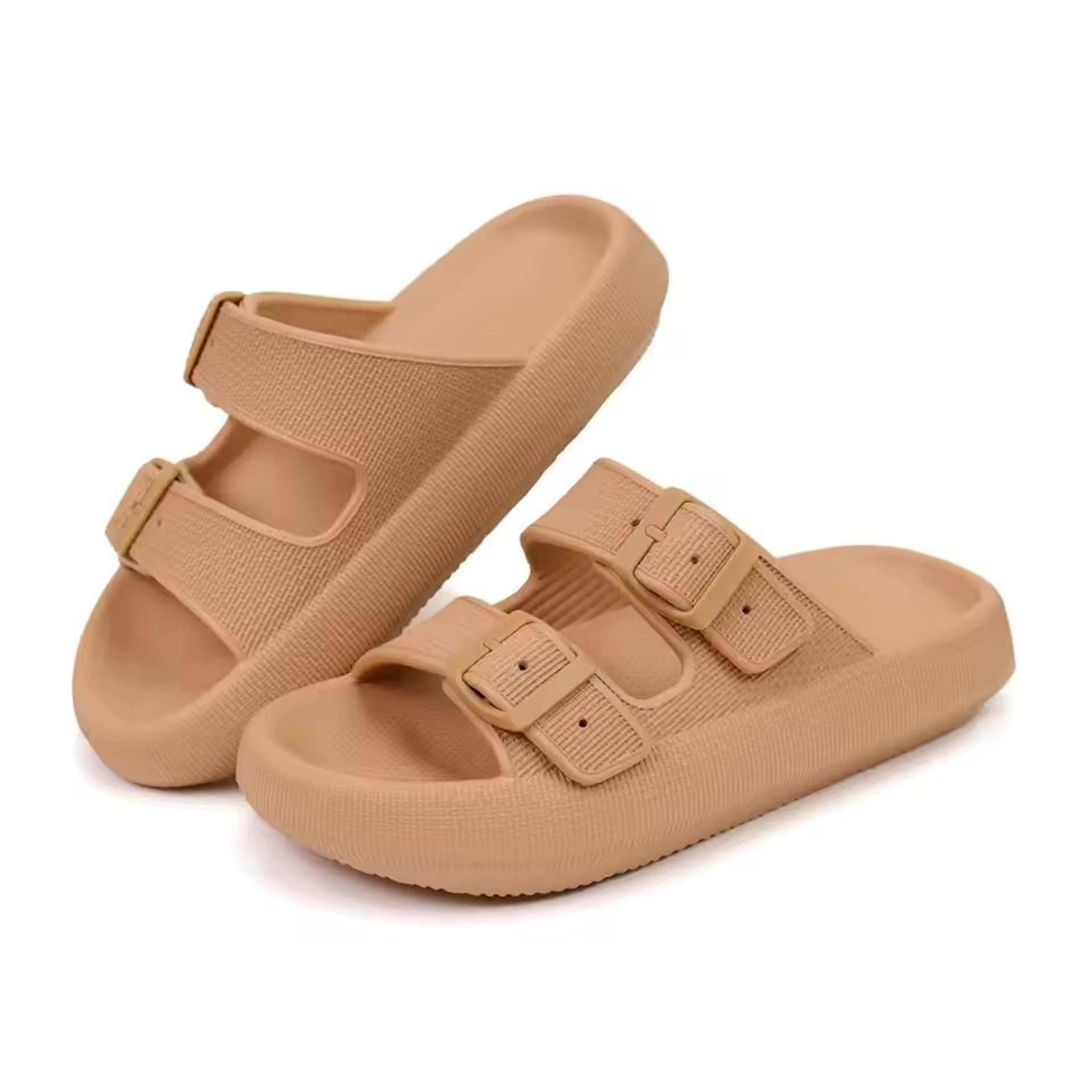 Womens Soft Platform Cloud Slides With Double Buckle 0