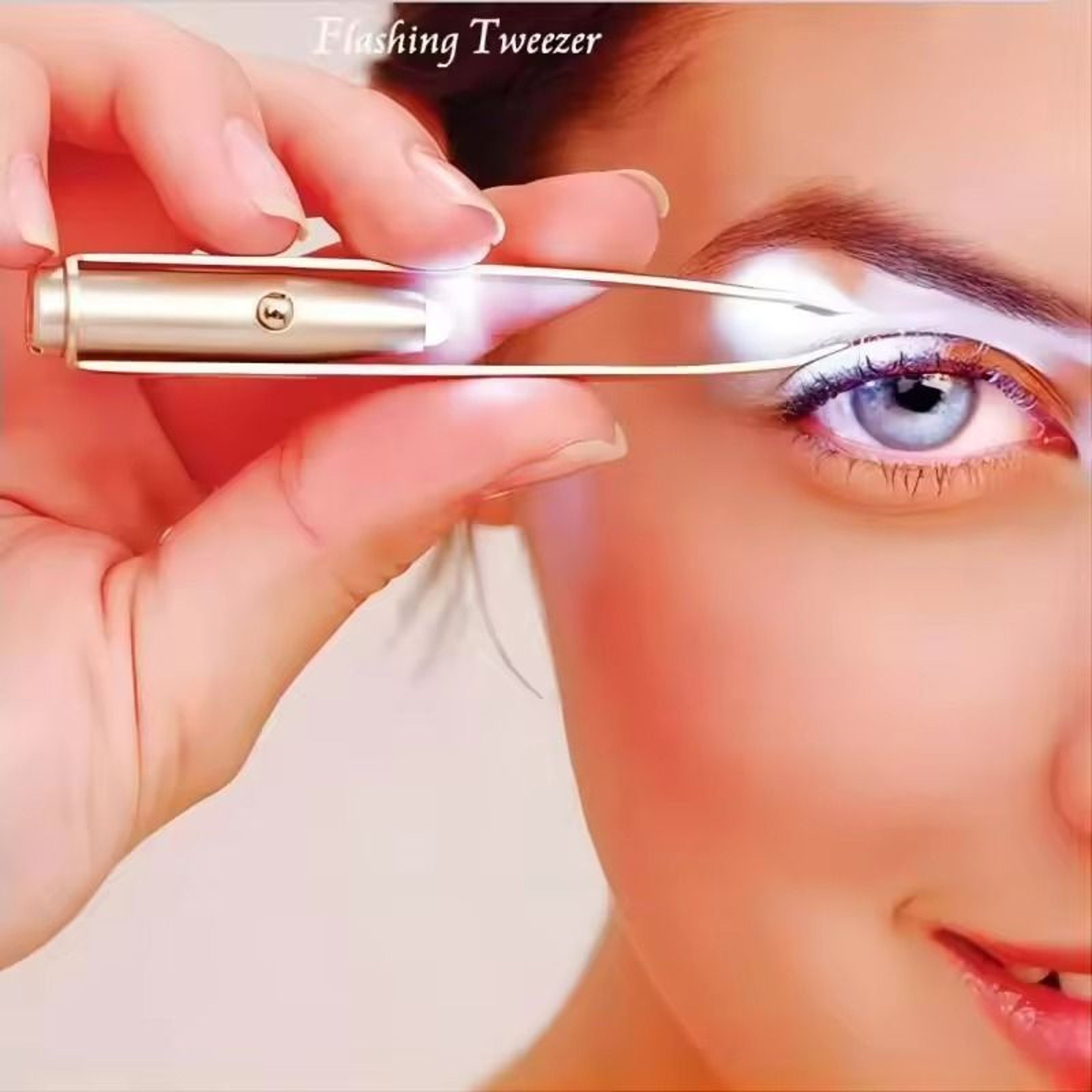 Stainless Steel Eyebrow Tweezer With LED Light Precision Tool 4