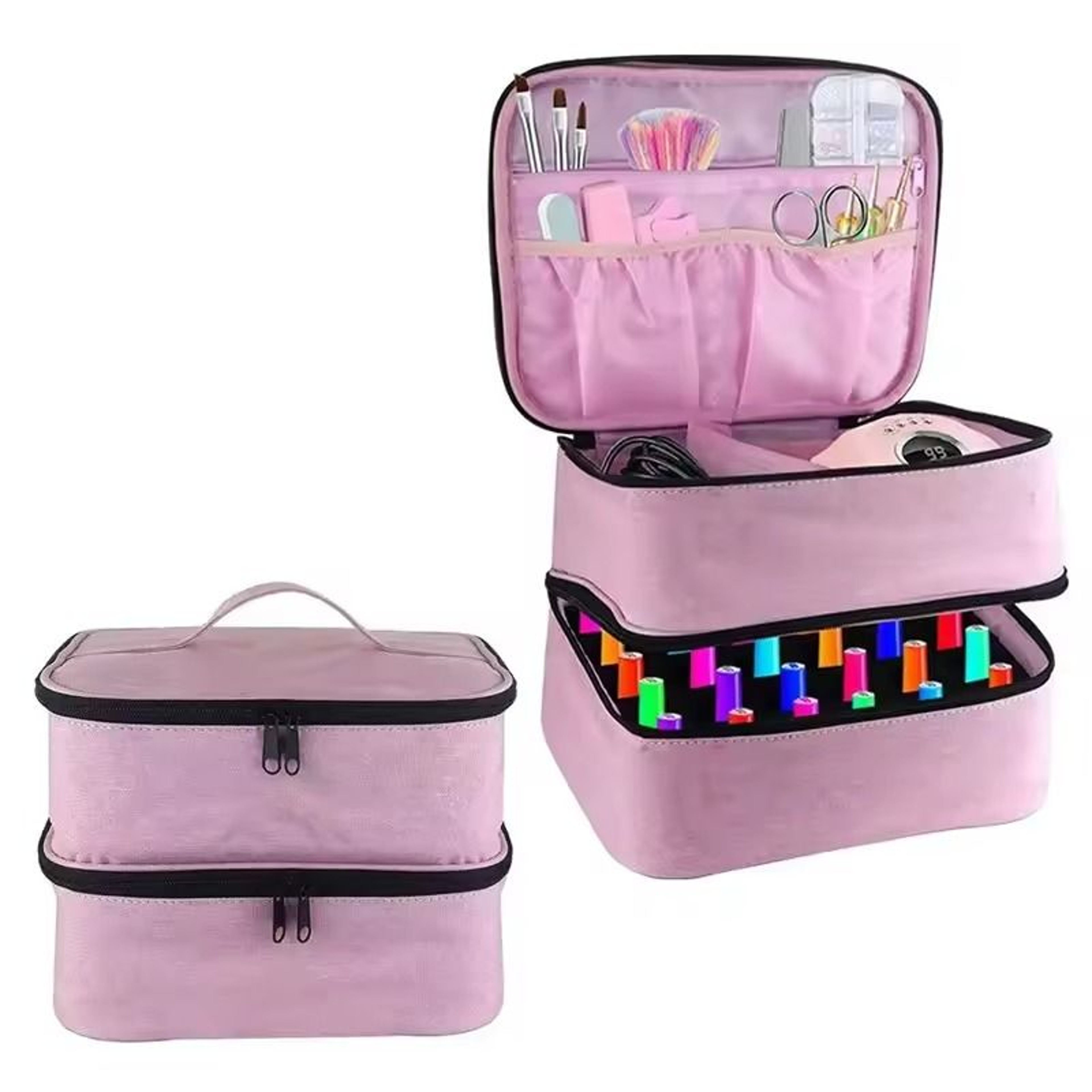 Portable Double Layer Nail Polish Storage Bag 30 Compartment Organizer 9