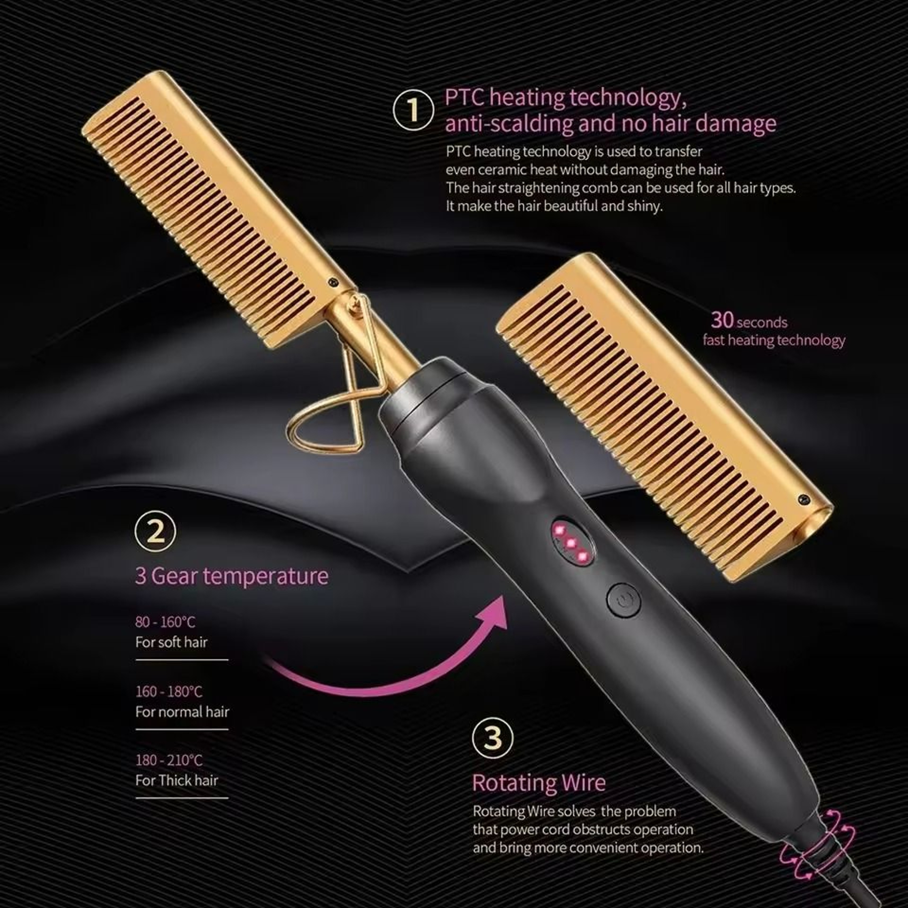 Ceramic Hot Comb Hair Straightener For Hair Beards And Wigs 1