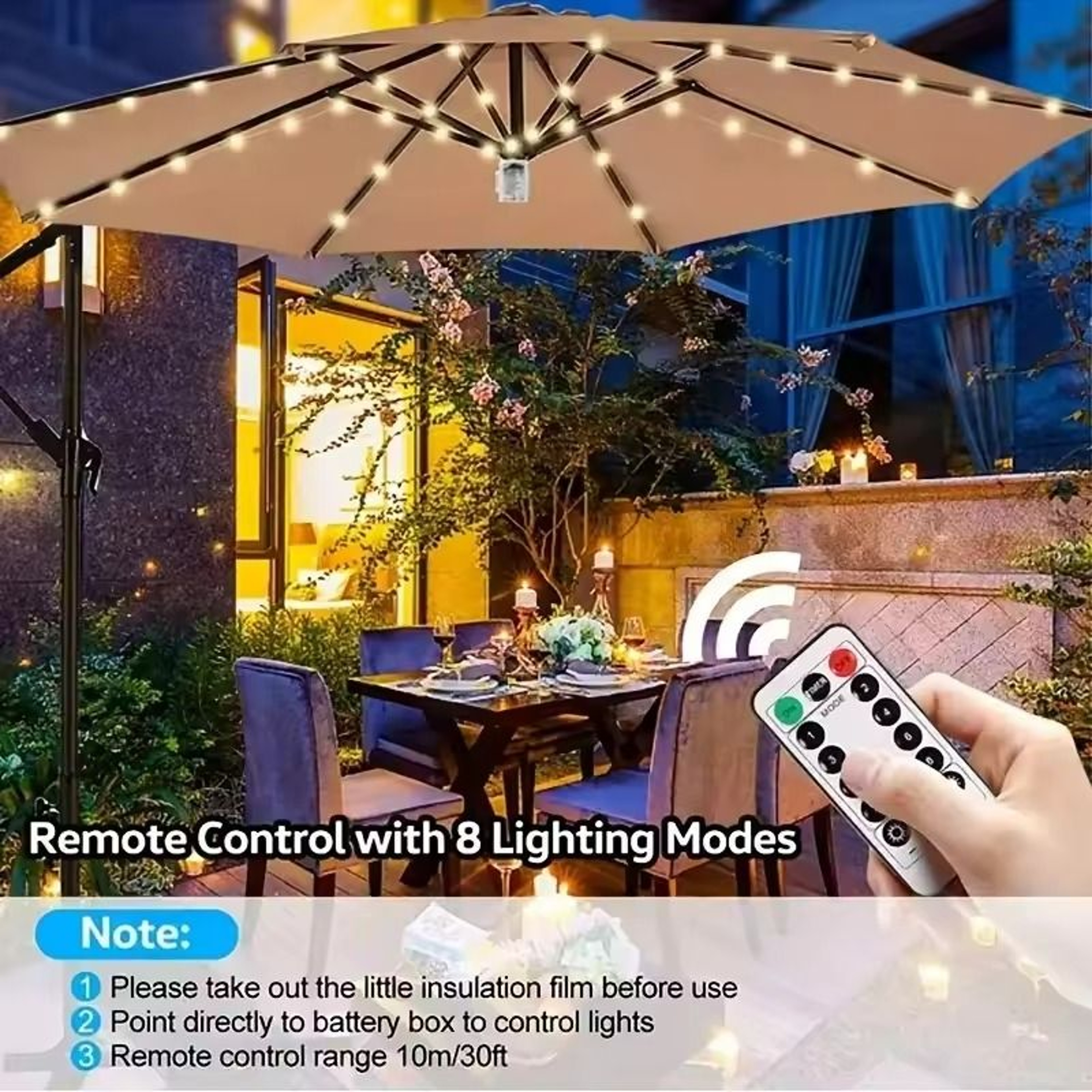 104 LED Patio Umbrella Lights With Remote Control And 8 Modes 1