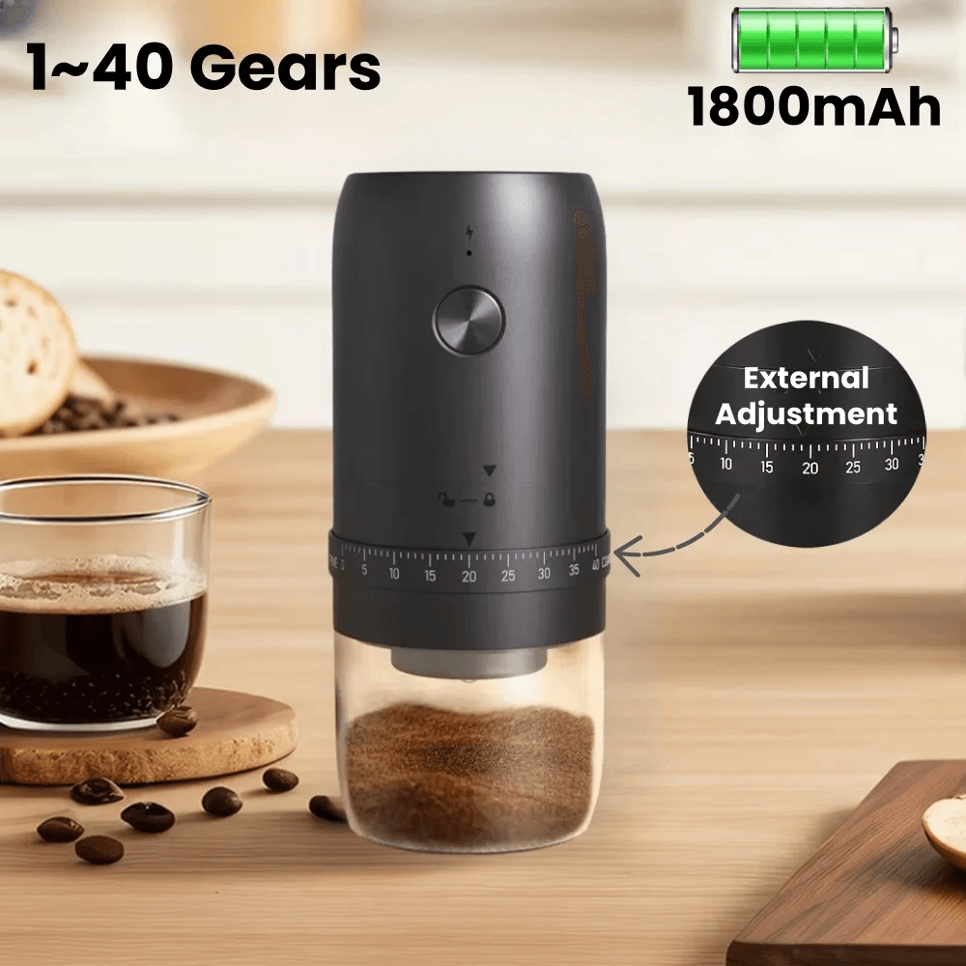 Portable Rechargeable Coffee Bean Grinder With 40 Grinding Settings 0