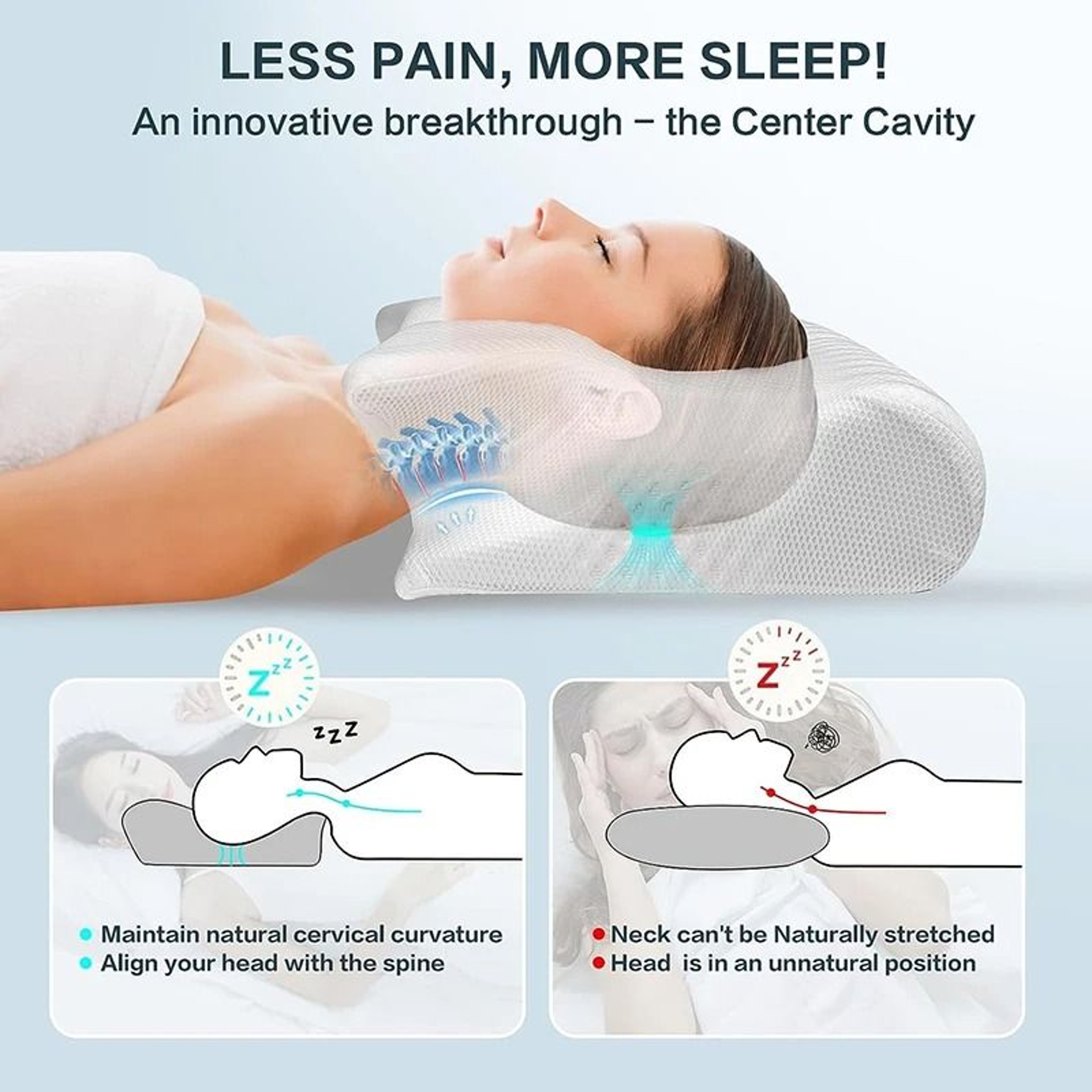 Memory Foam Cervical Pillow With Ergonomic Contour For Neck Pain Relief 5