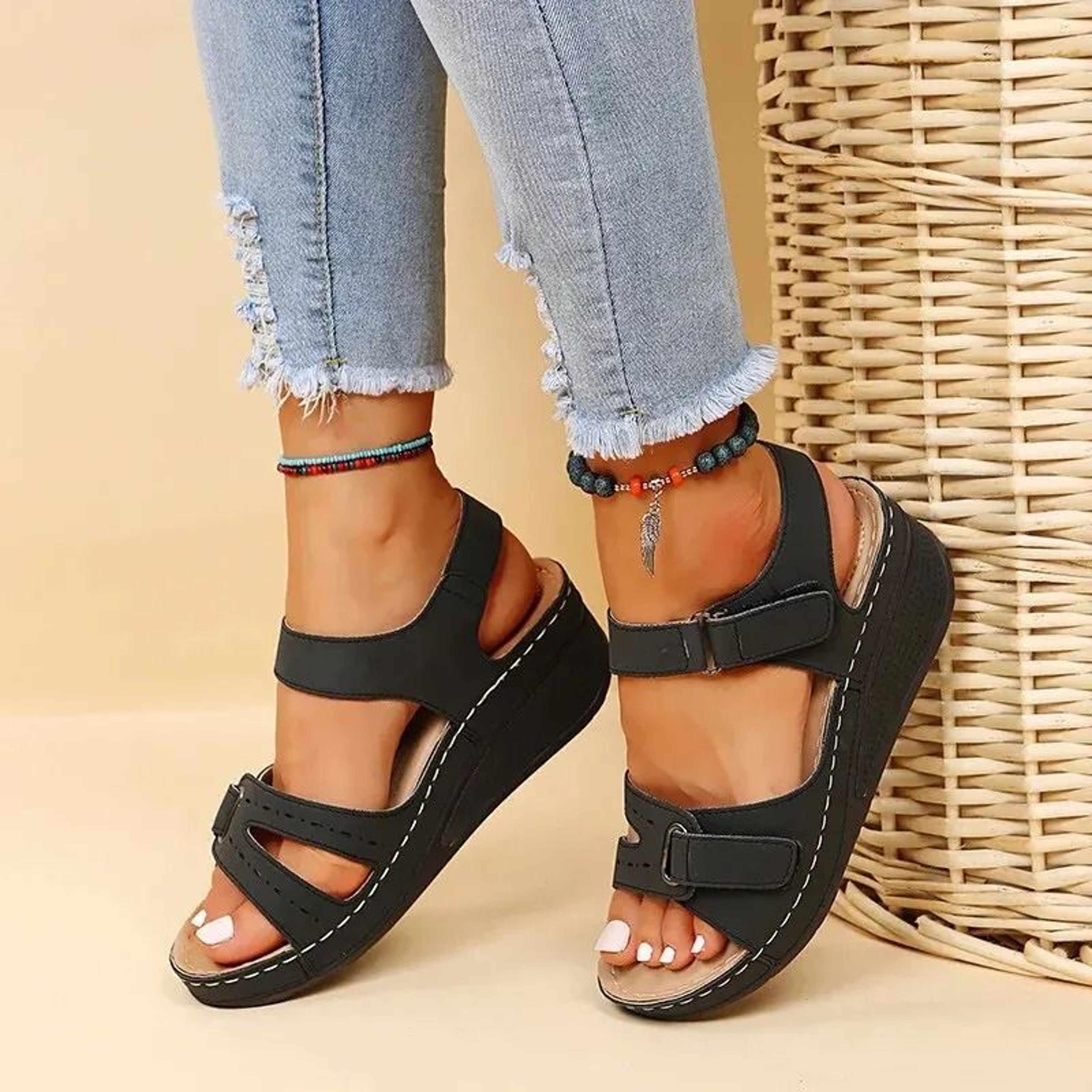 Summer Wedge Sandals For Women Lightweight Slip On Beach Platform Shoes 1