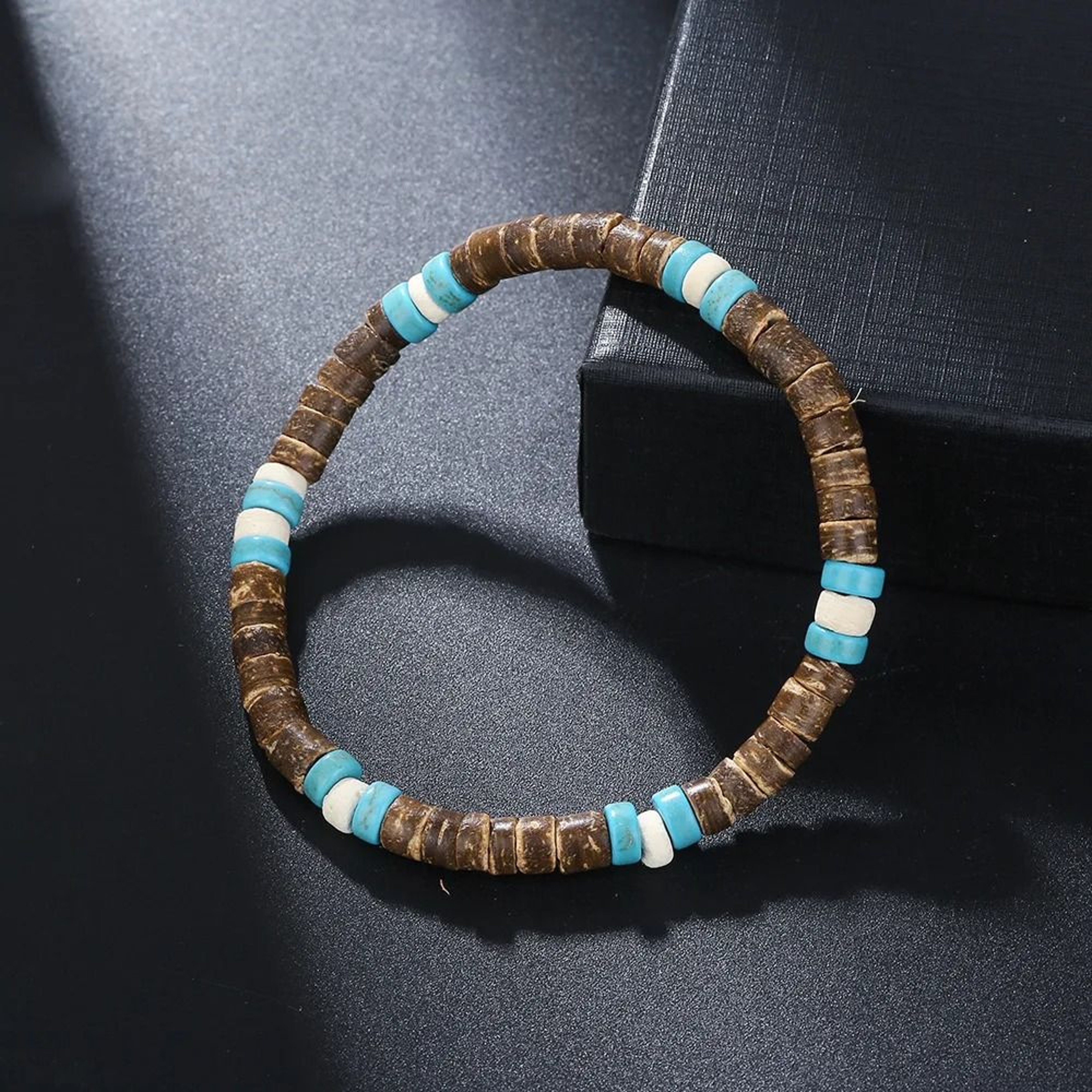 Vintage Beaded Bracelet For Men With Skull And Natural Stone Accents 12