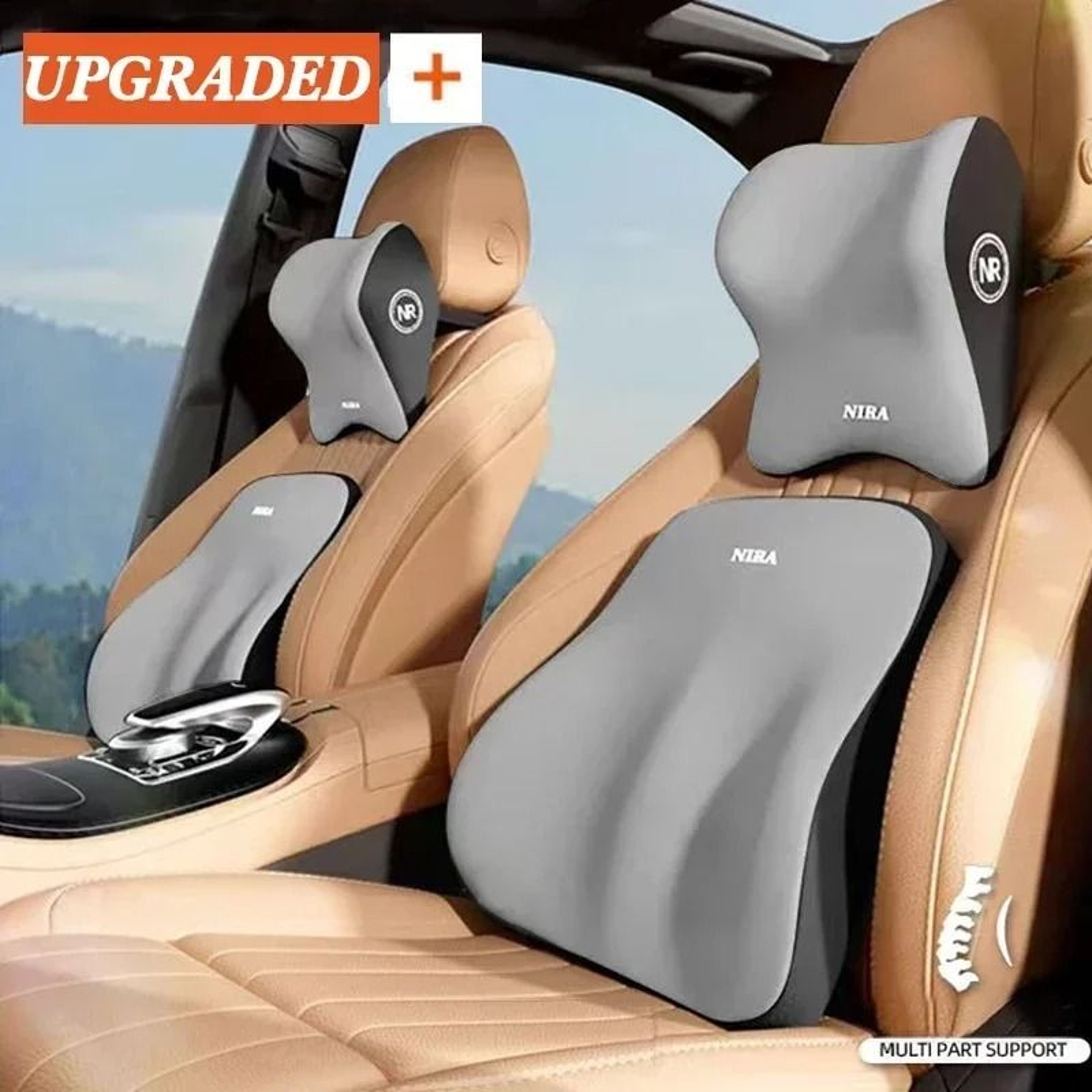 Memory Foam Car Lumbar And Neck Support Pillows 2