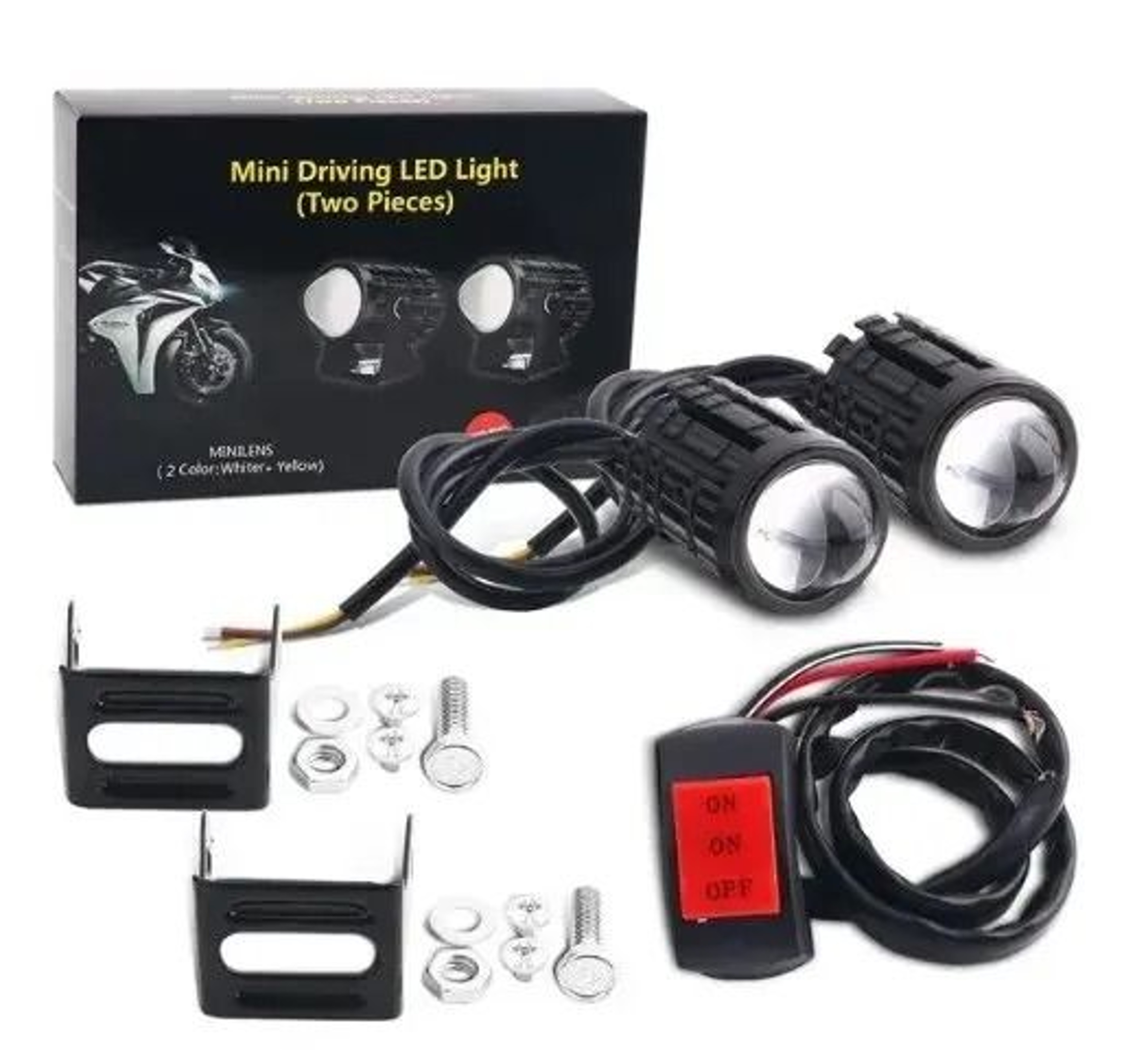 DualColor LED Motorcycle Headlight With Projector Lens  Auxiliary Fog And Driving Lamp 8