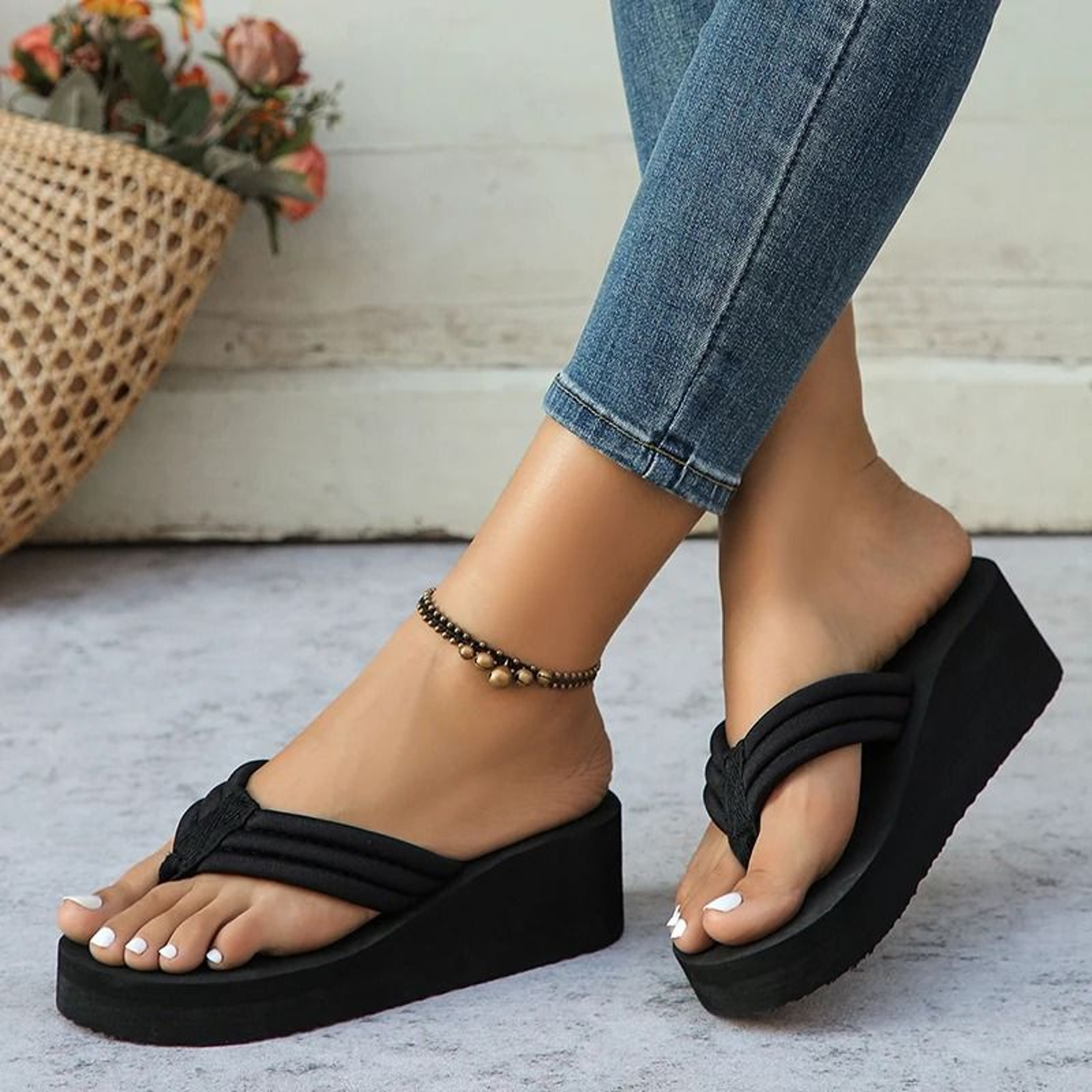 Lightweight Wedge Flip Flops For Women  Summer Platform Beach Slides 3
