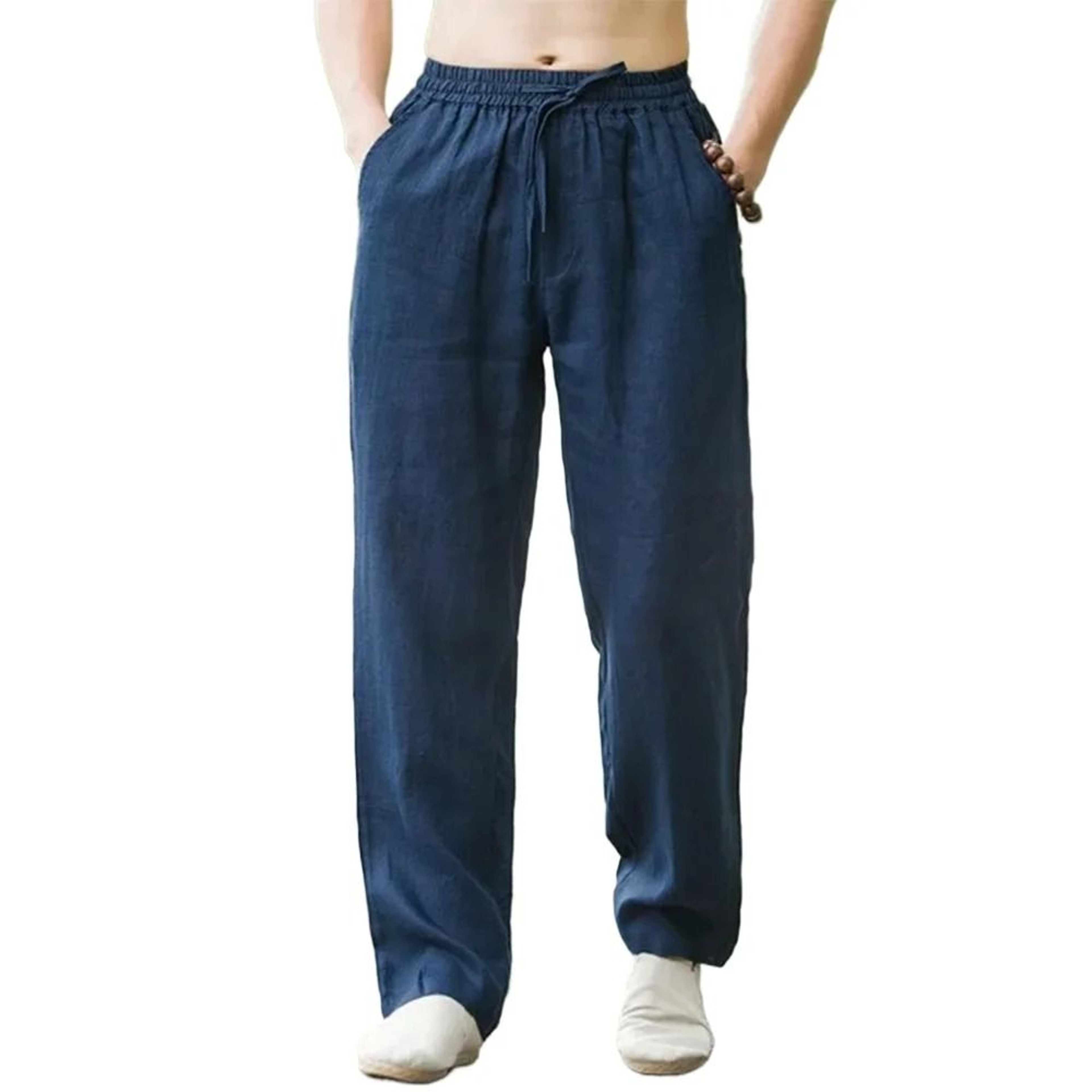 Men Summer Cotton Linen Beach Pants Casual Loose Joggers 4