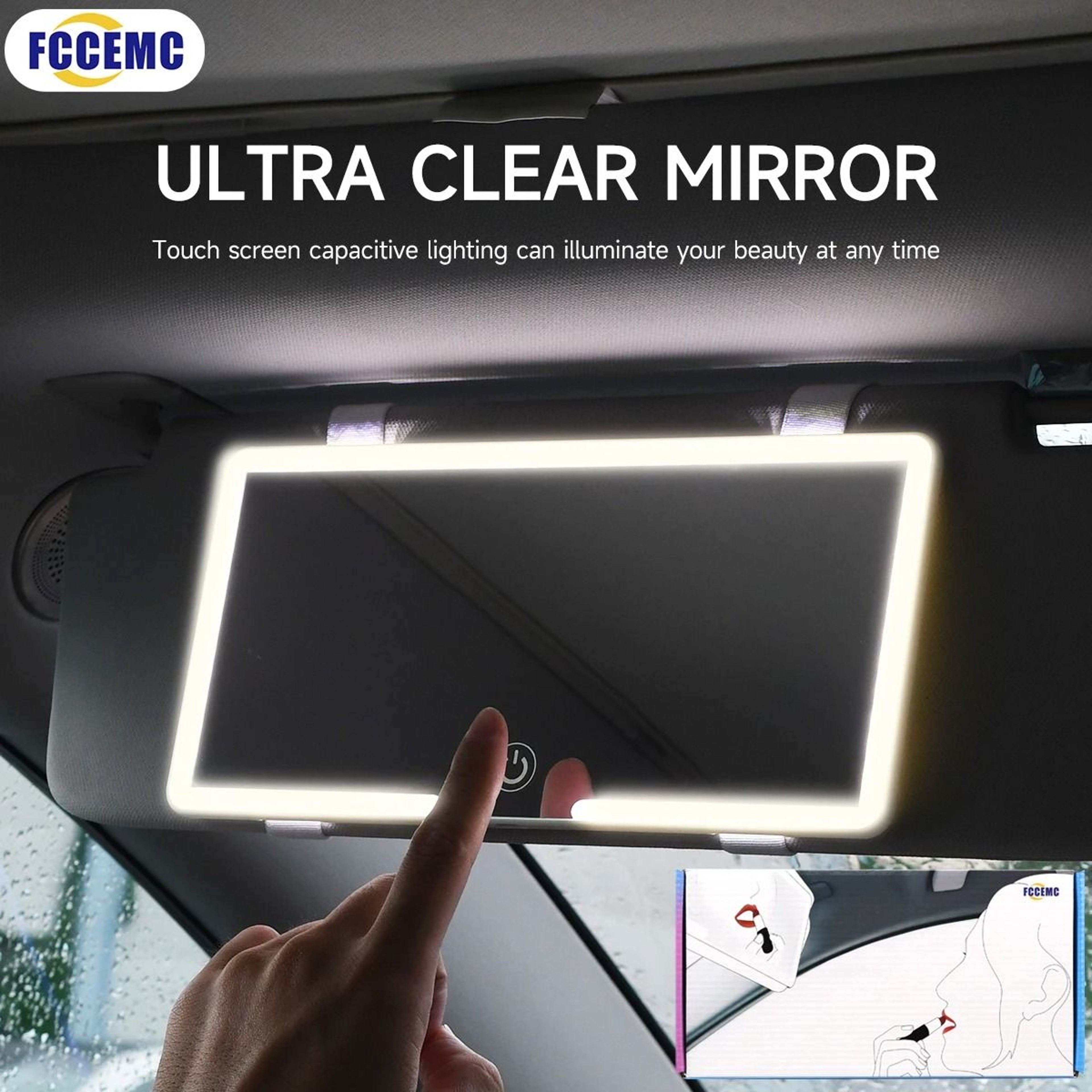 LED Sun Visor Vanity Mirror For Cars With Rechargeable Fill Light 1