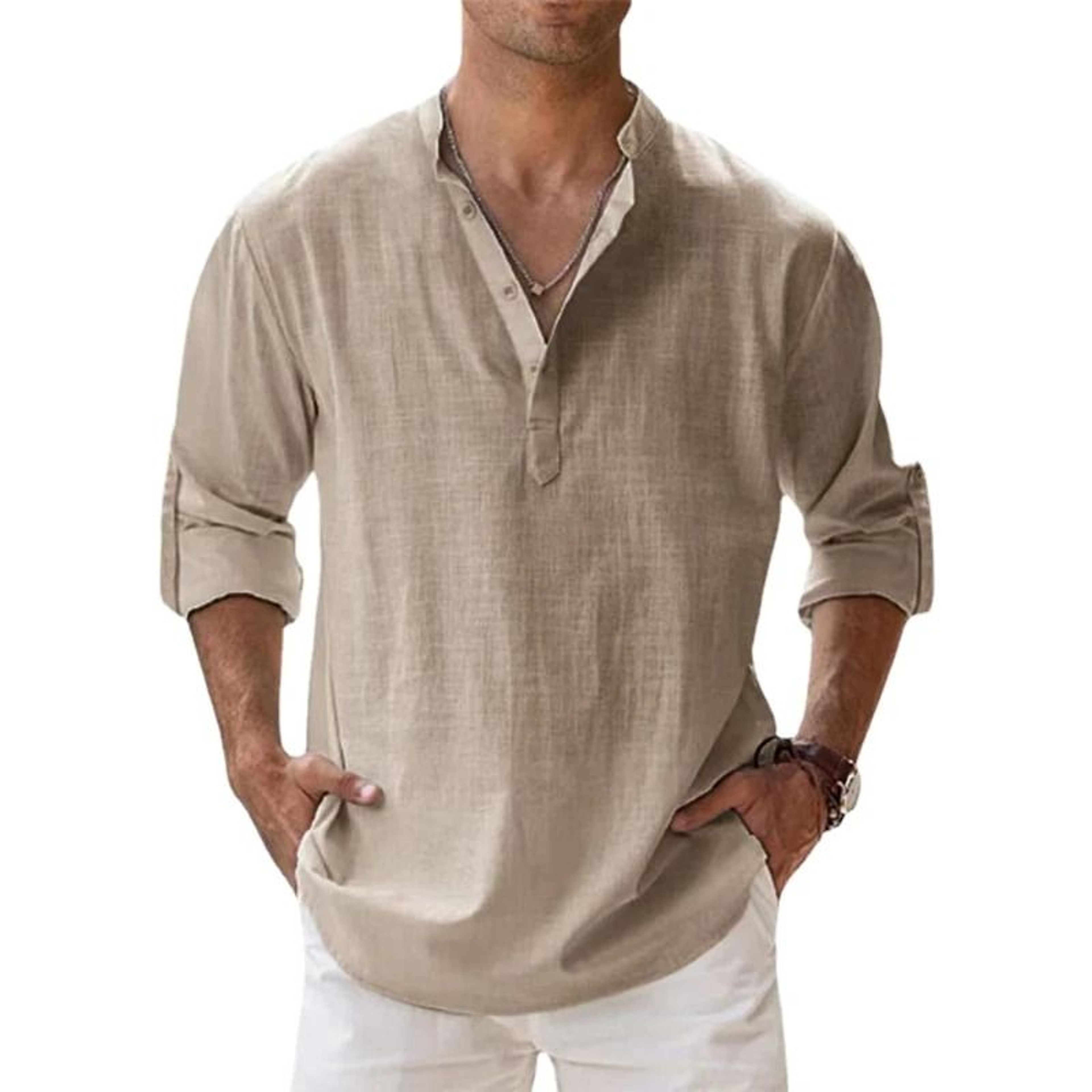 Lightweight Cotton Linen Long Sleeve Shirt For Men 2