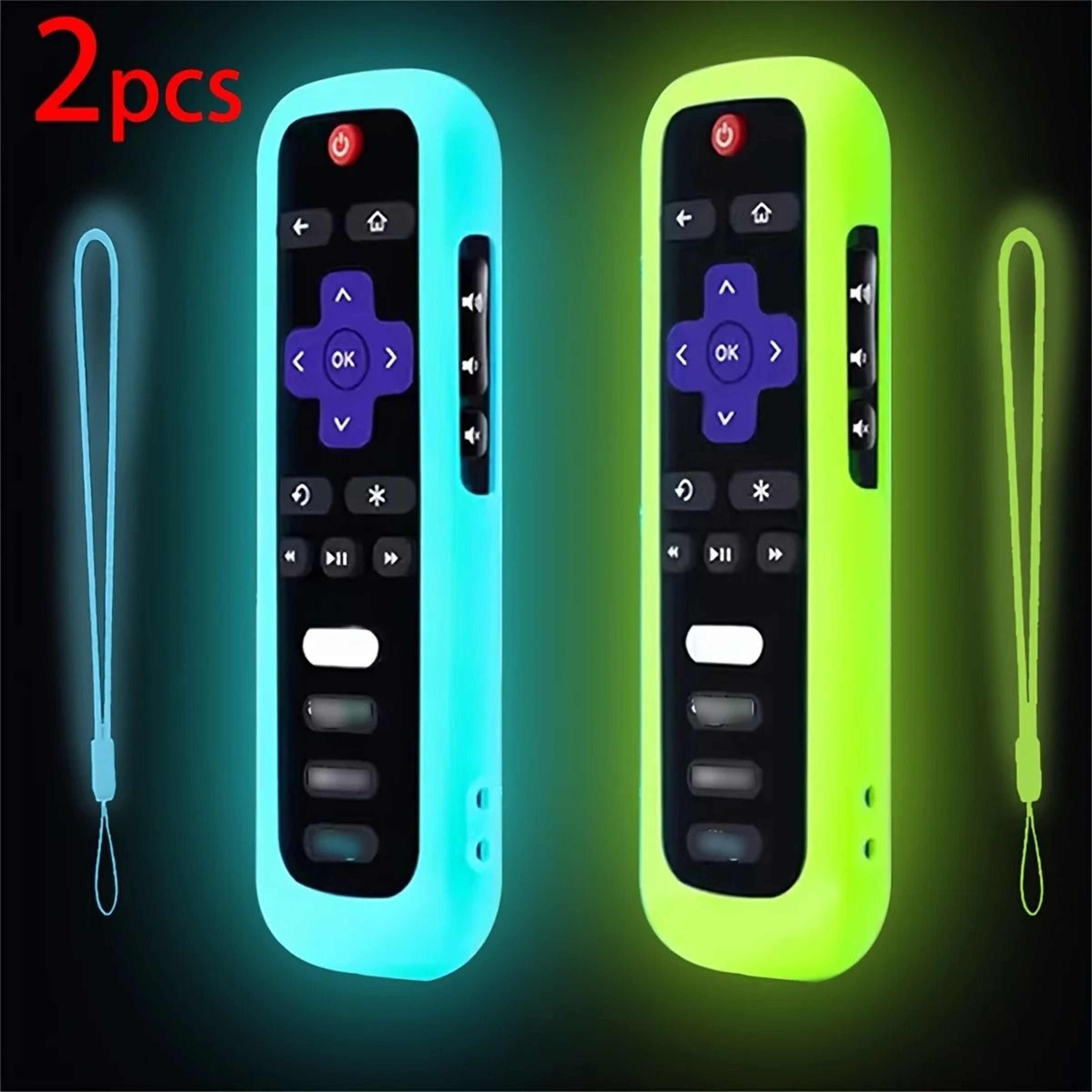 Luminous Silicone Remote Control Case With Strap For TCL Hisense Roku TV 9