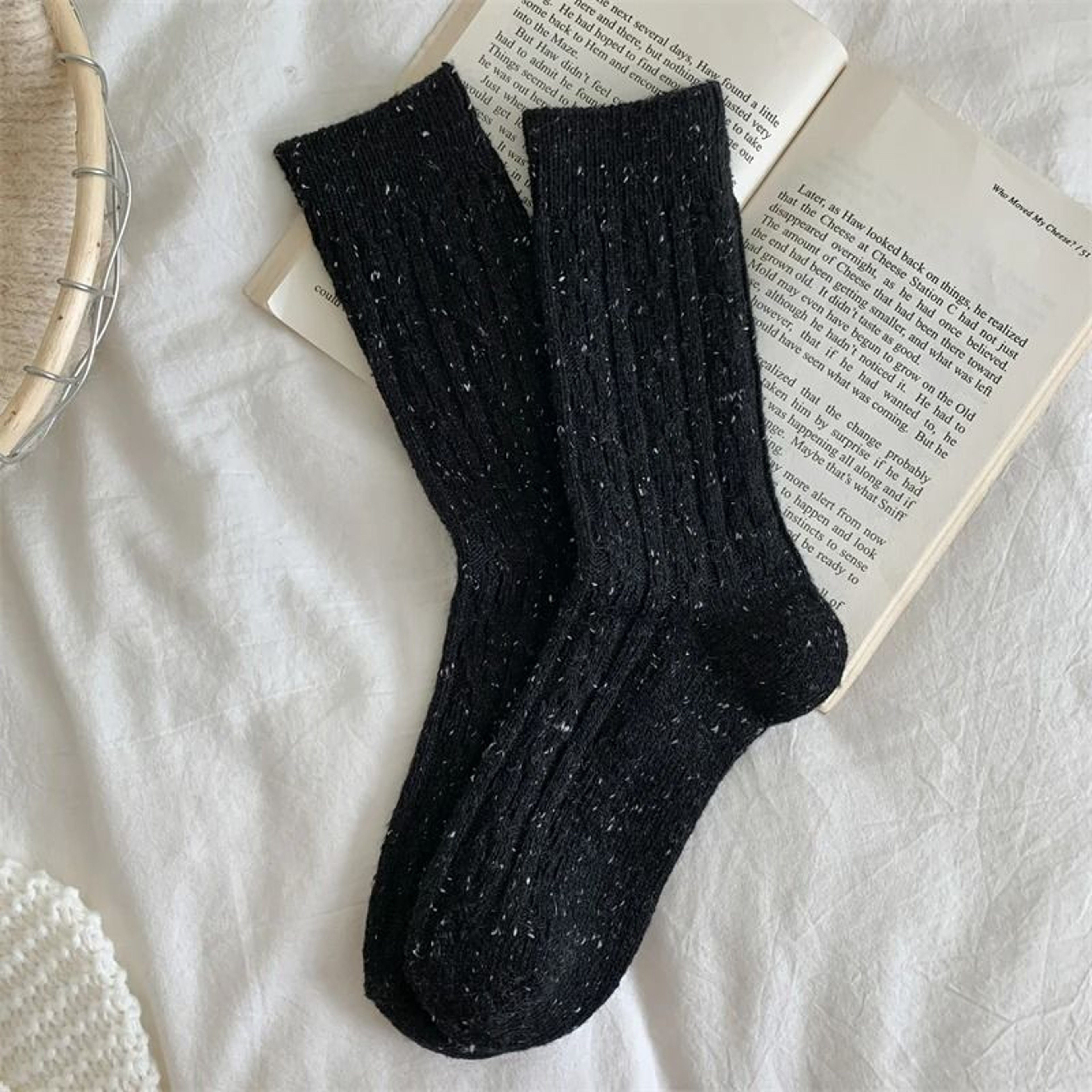 Womens Japanese Style Warm Wool Crew Socks For Winter 6