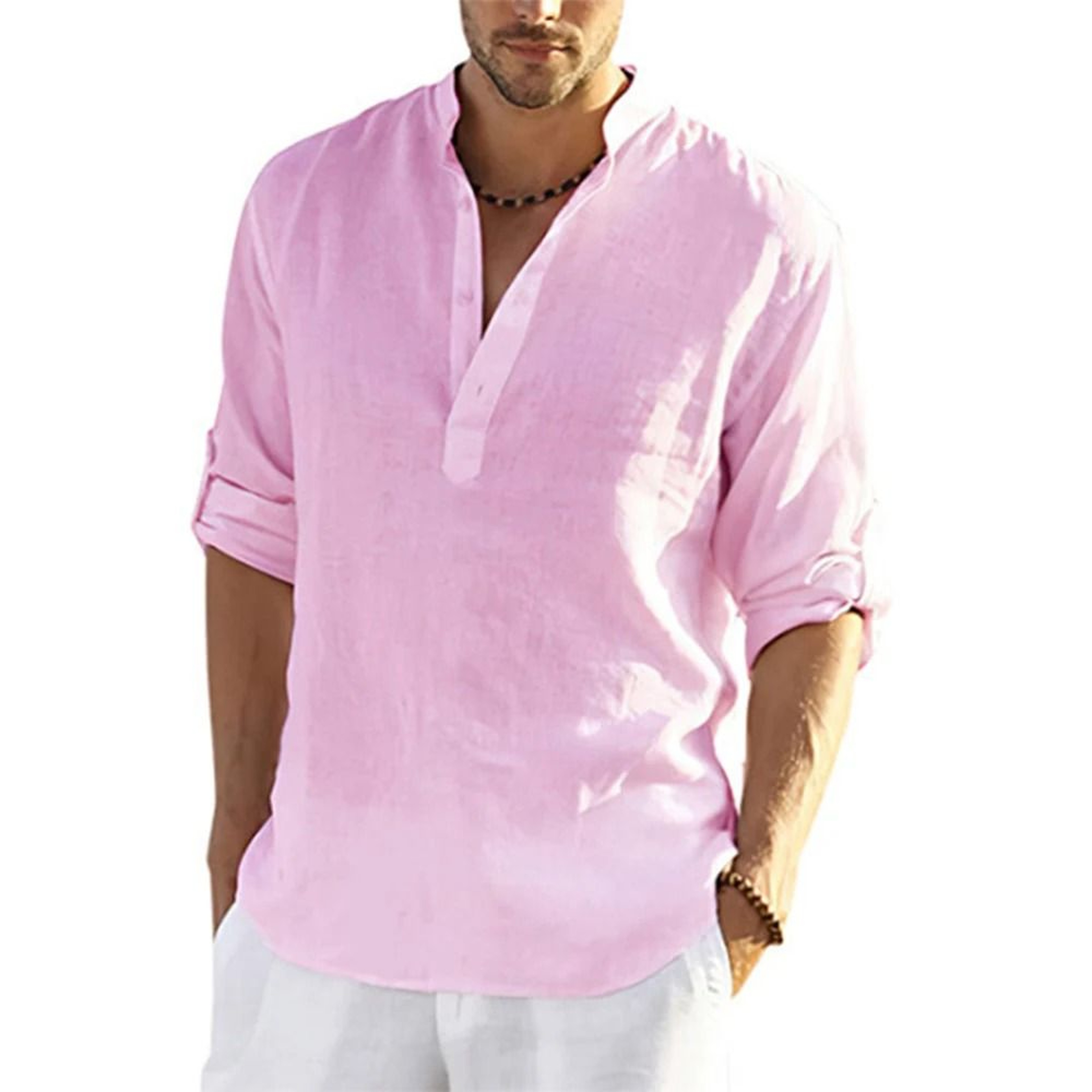 Mens Casual Cotton Linen Long Sleeve Shirt For Spring And Autumn 5